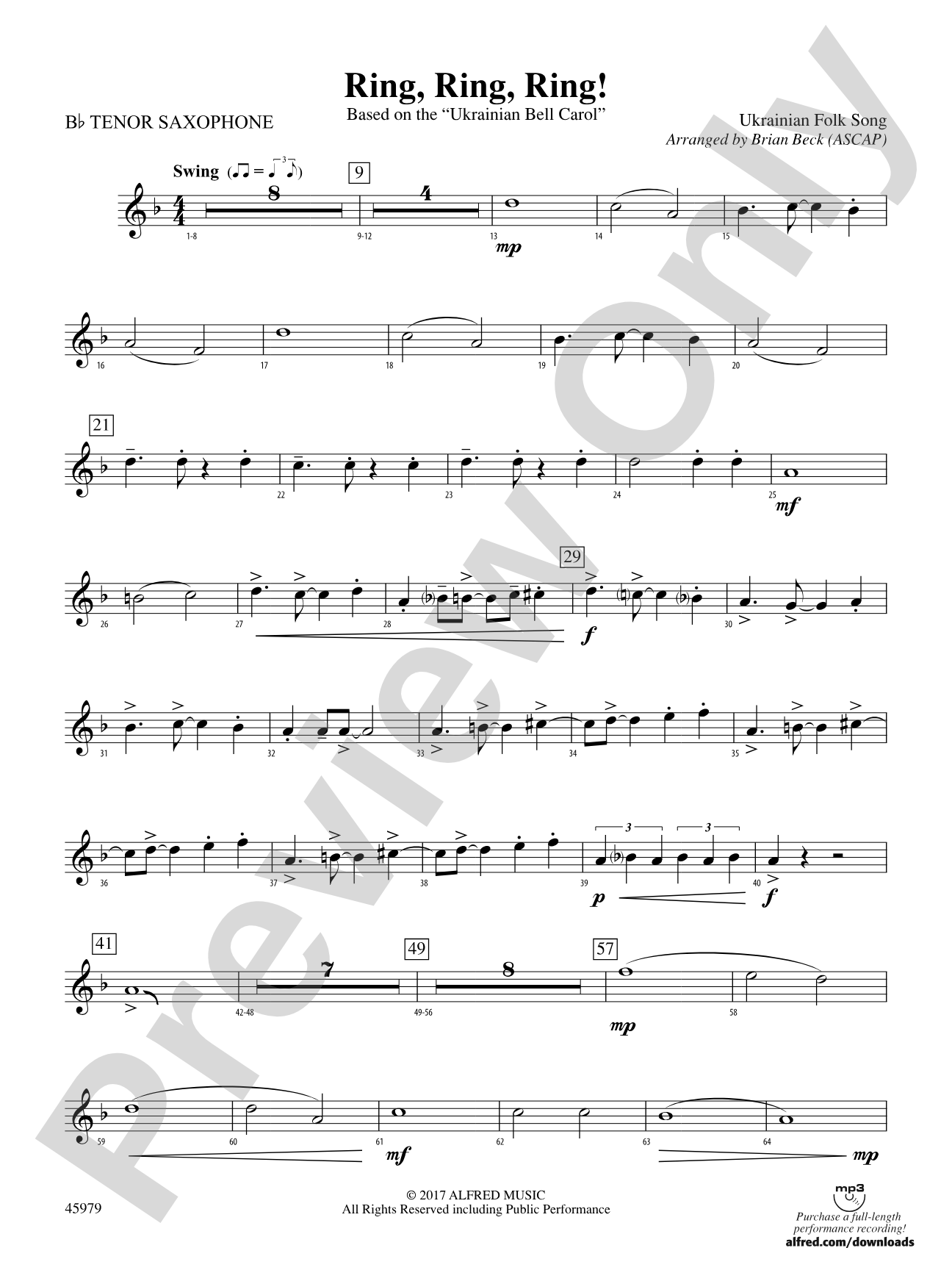 Ring, Ring, Ring!: B-flat Tenor Saxophone
