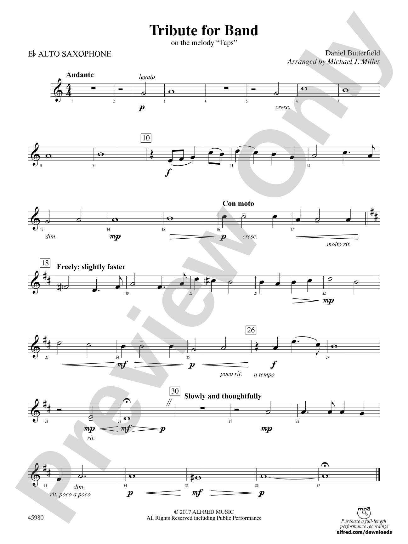 Tribute for Band: E-flat Alto Saxophone