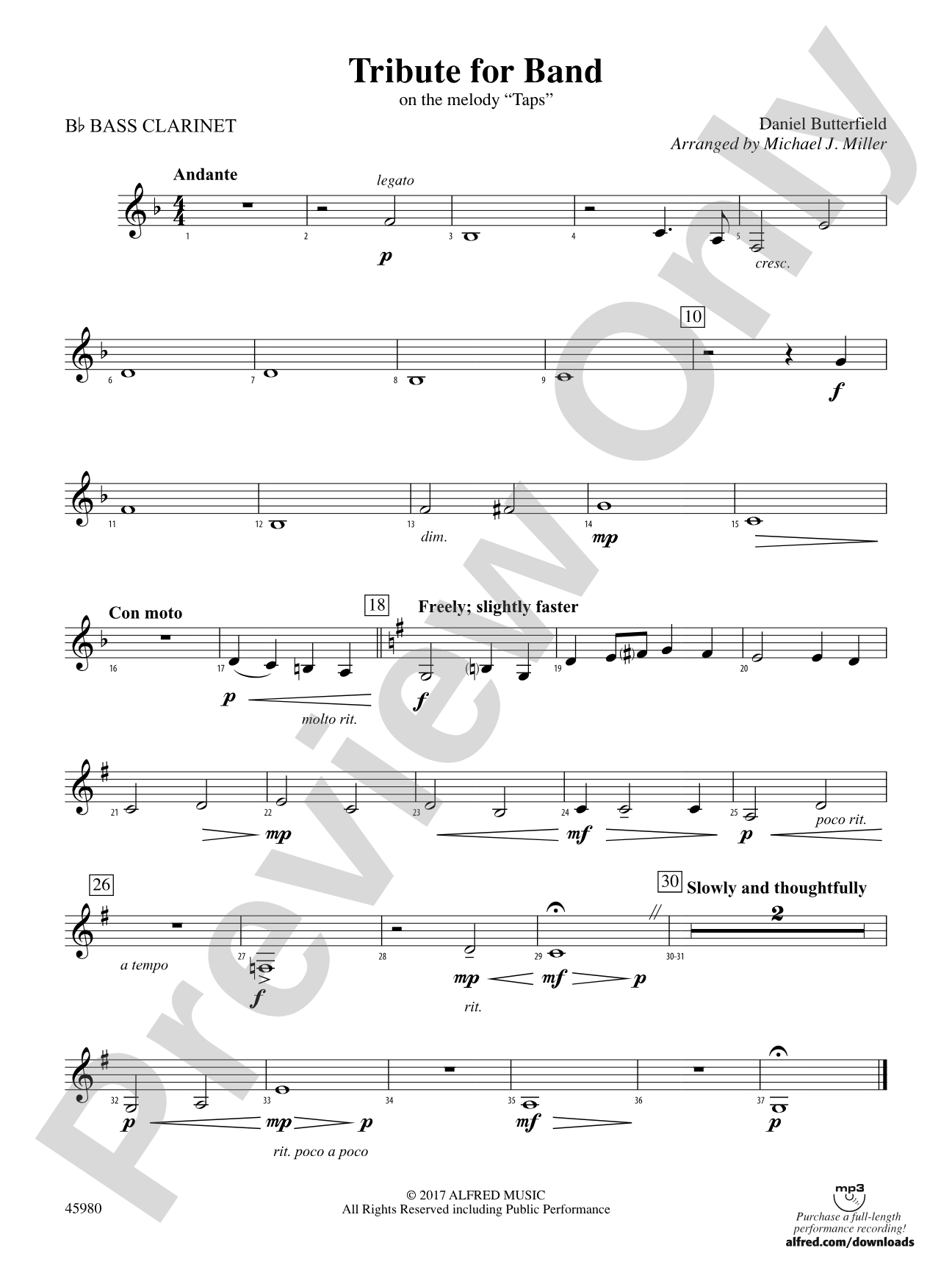 Tribute for Band: B-flat Bass Clarinet