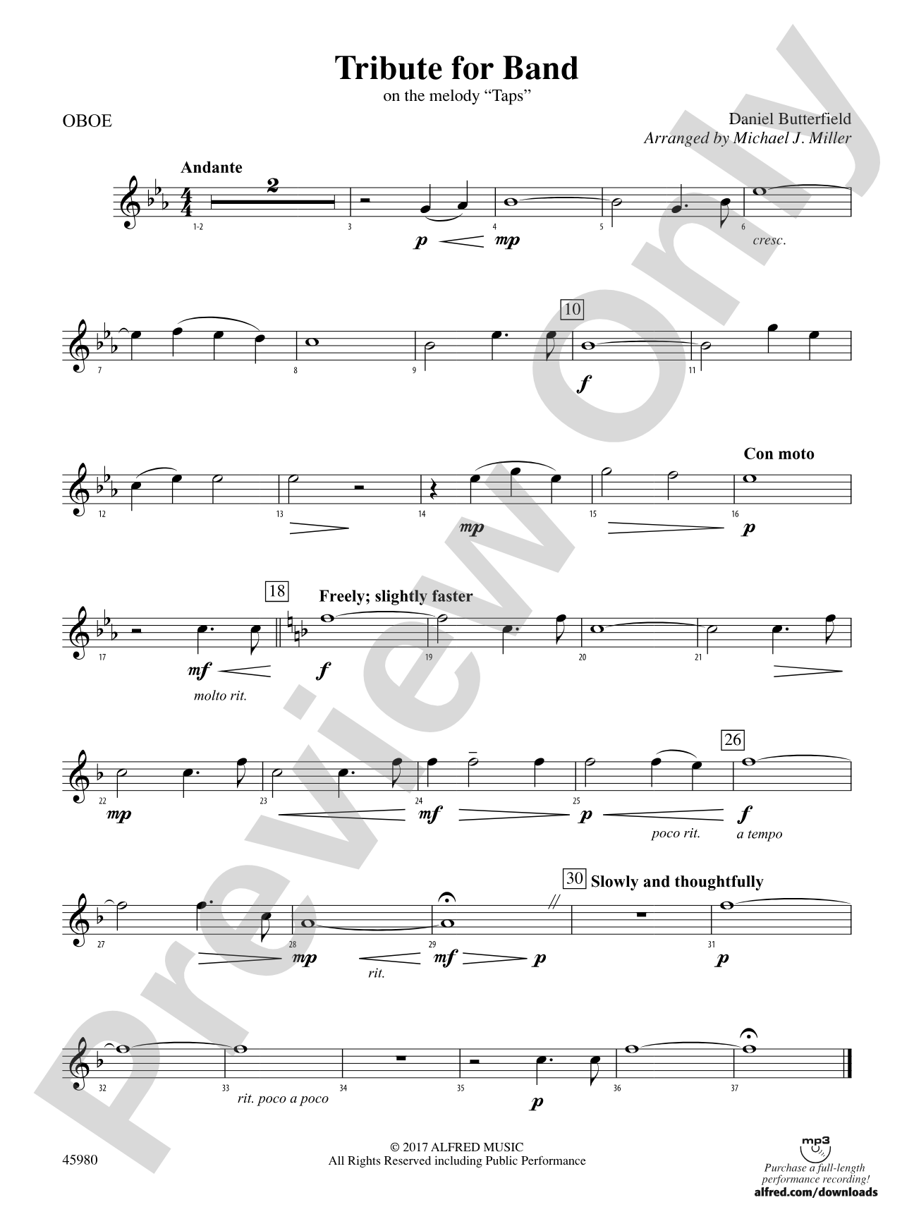 Tribute for Band: Oboe