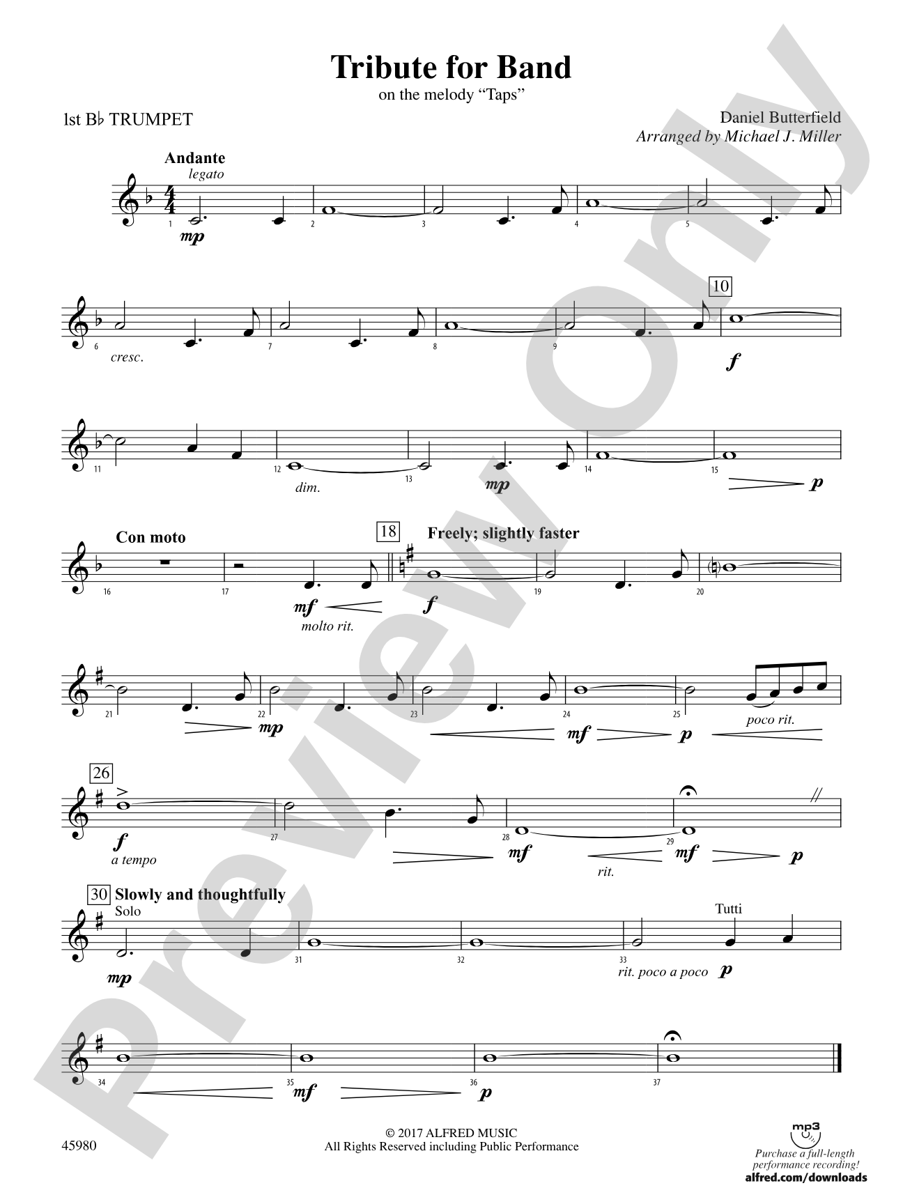 Tribute for Band: 1st B-flat Trumpet