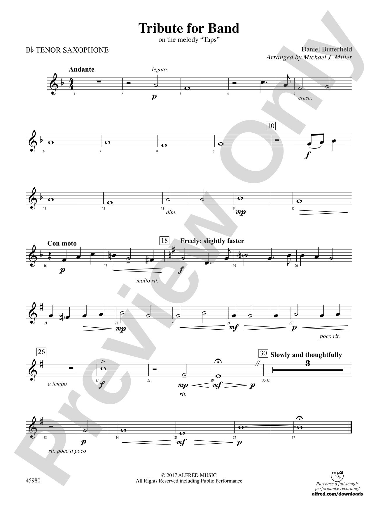 Tribute for Band: B-flat Tenor Saxophone