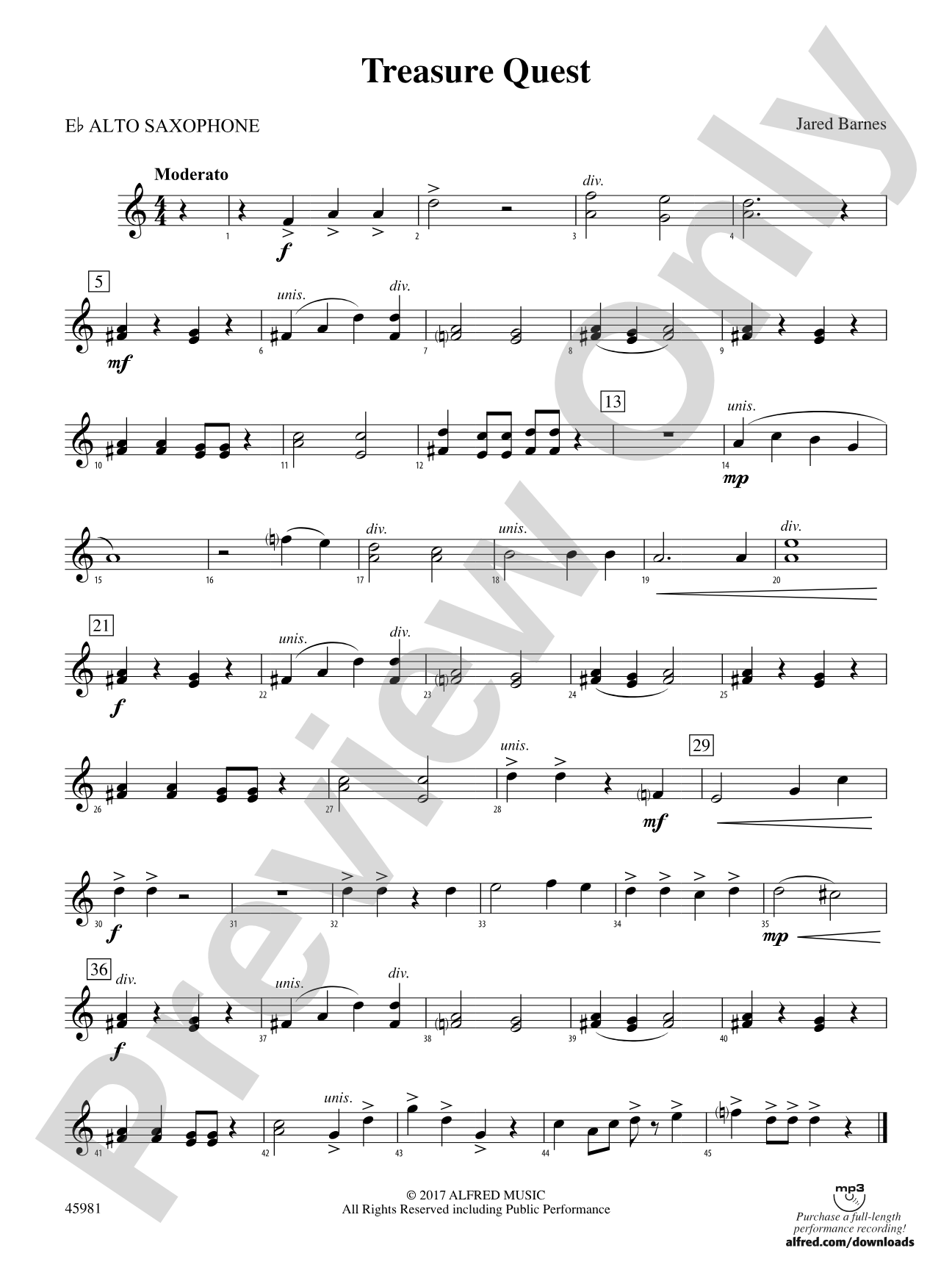 Treasure Quest: E-flat Alto Saxophone