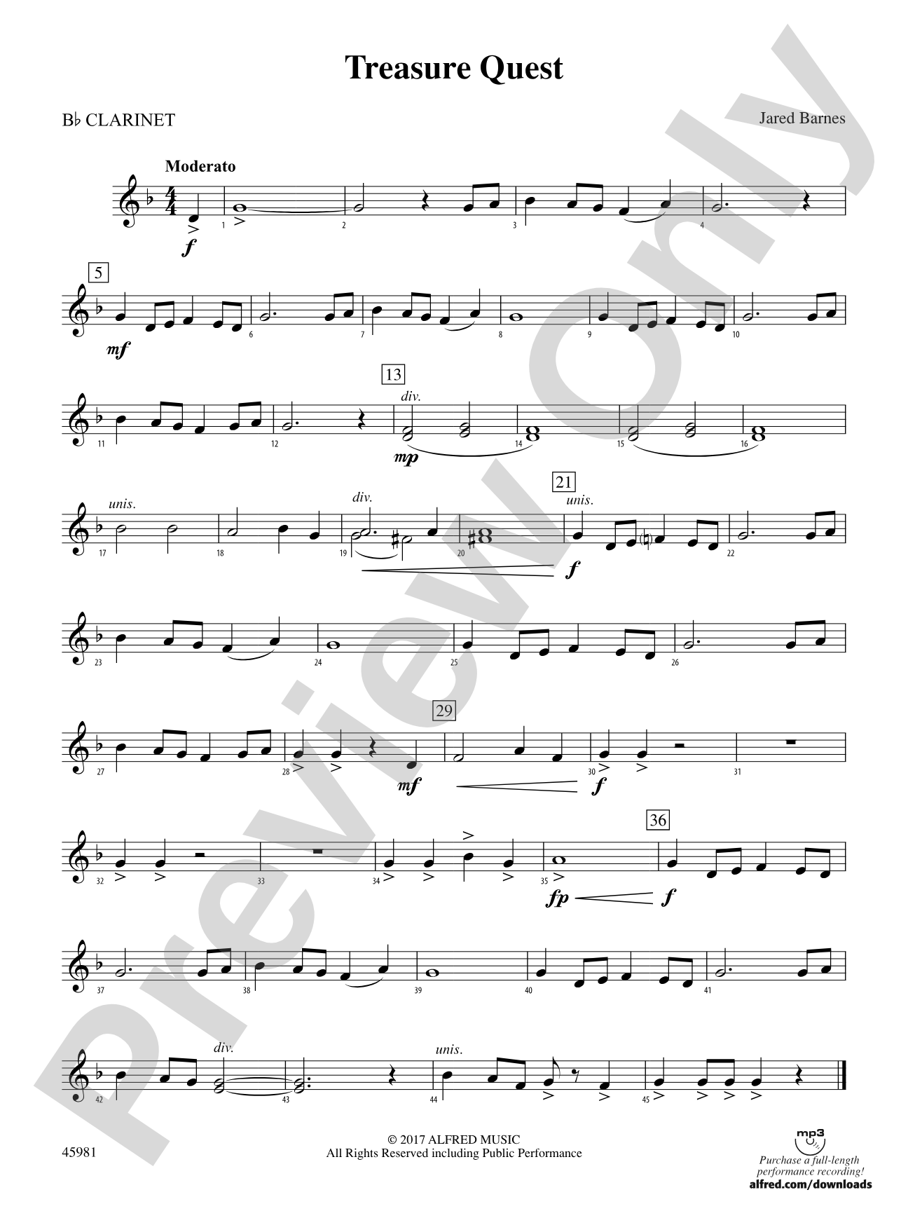 Treasure Quest: 1st B-flat Clarinet
