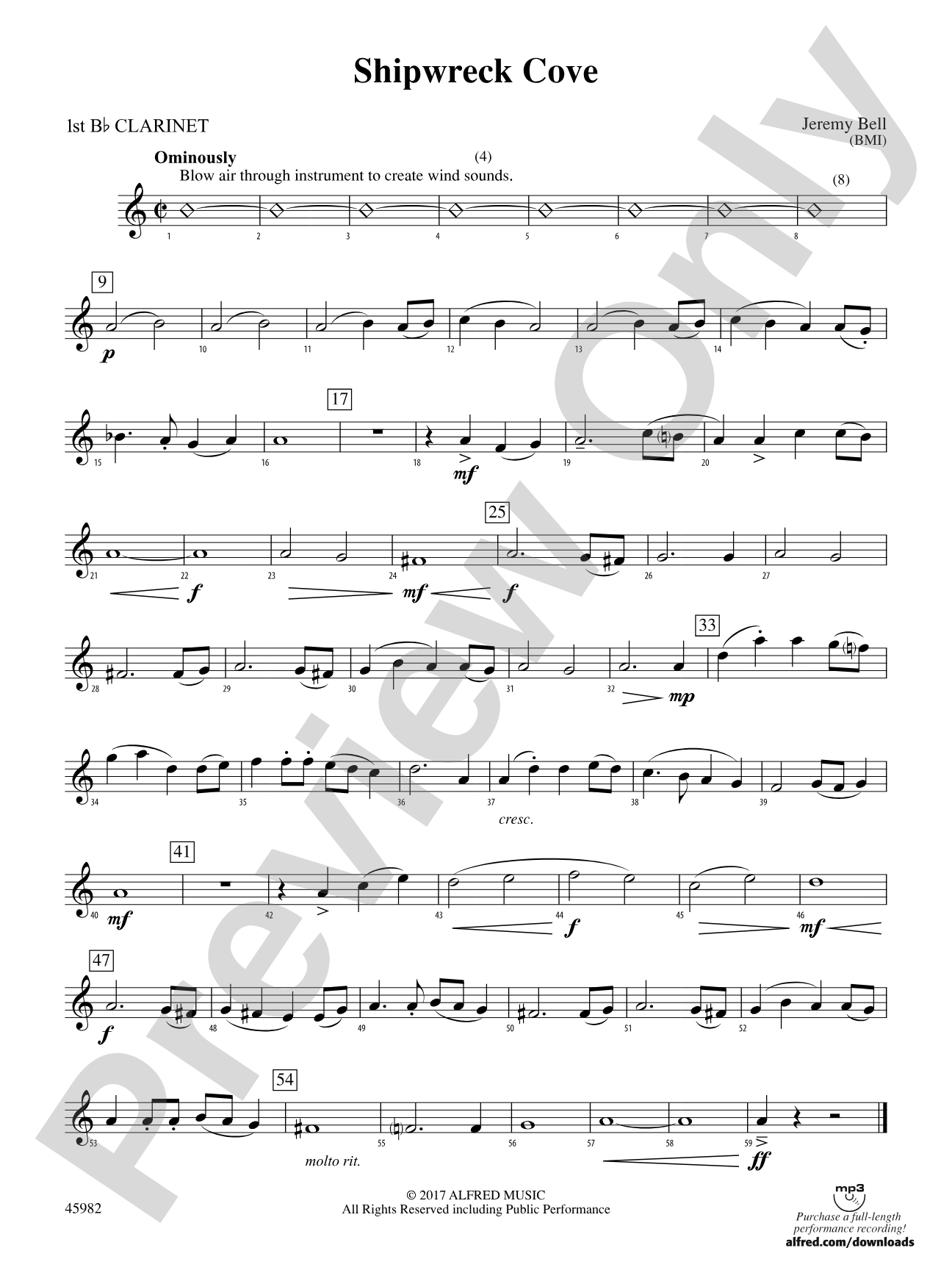 Shipwreck Cove: 1st B-flat Clarinet