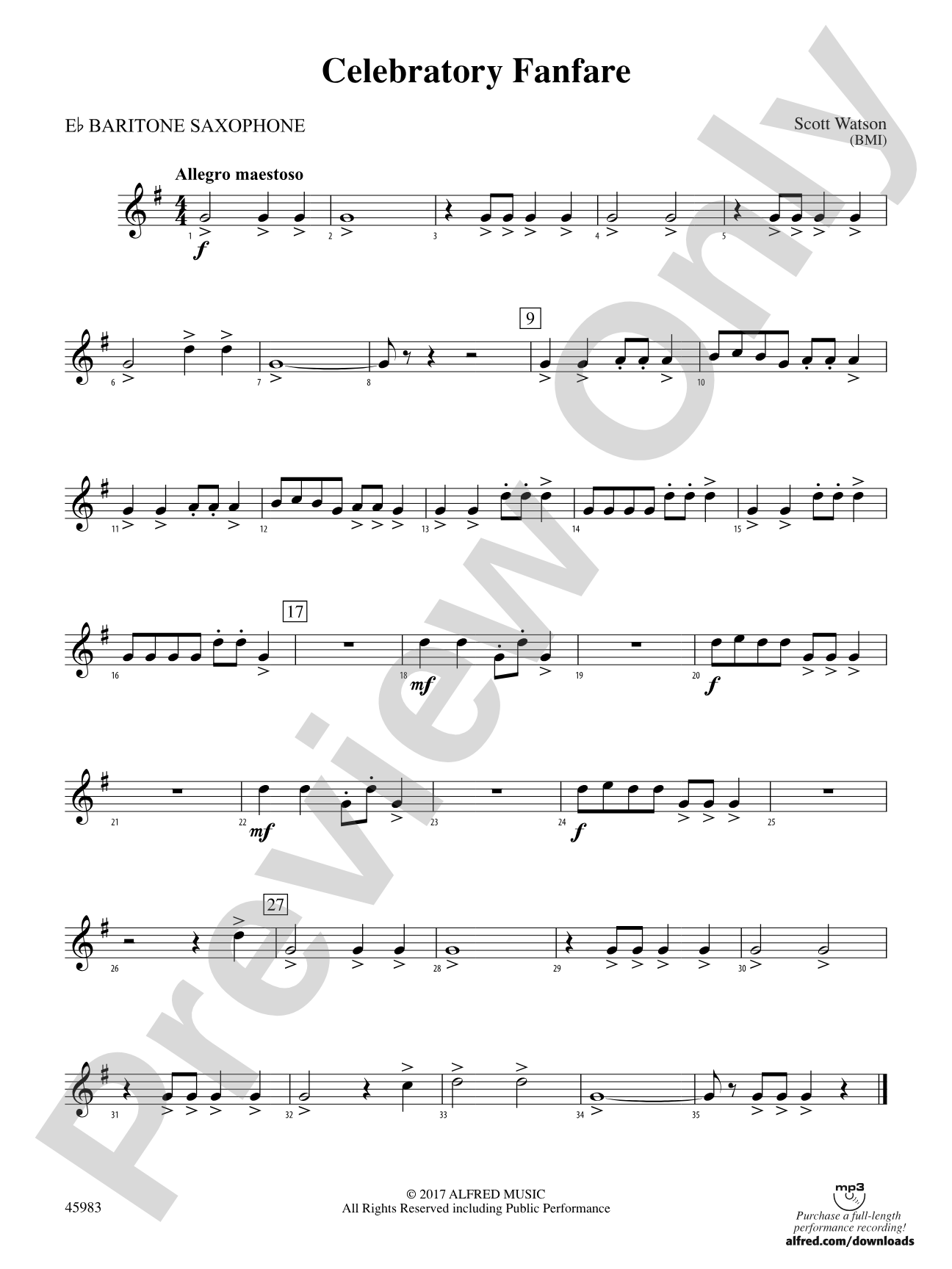Celebratory Fanfare: E-flat Baritone Saxophone