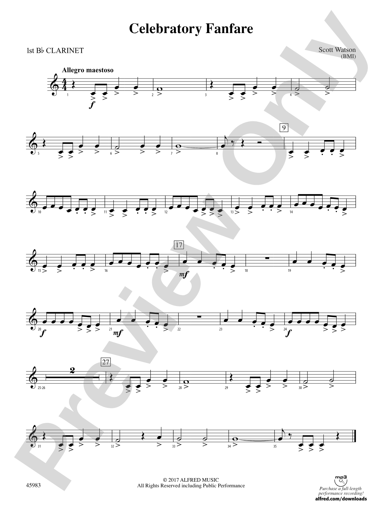 Celebratory Fanfare: 1st B-flat Clarinet