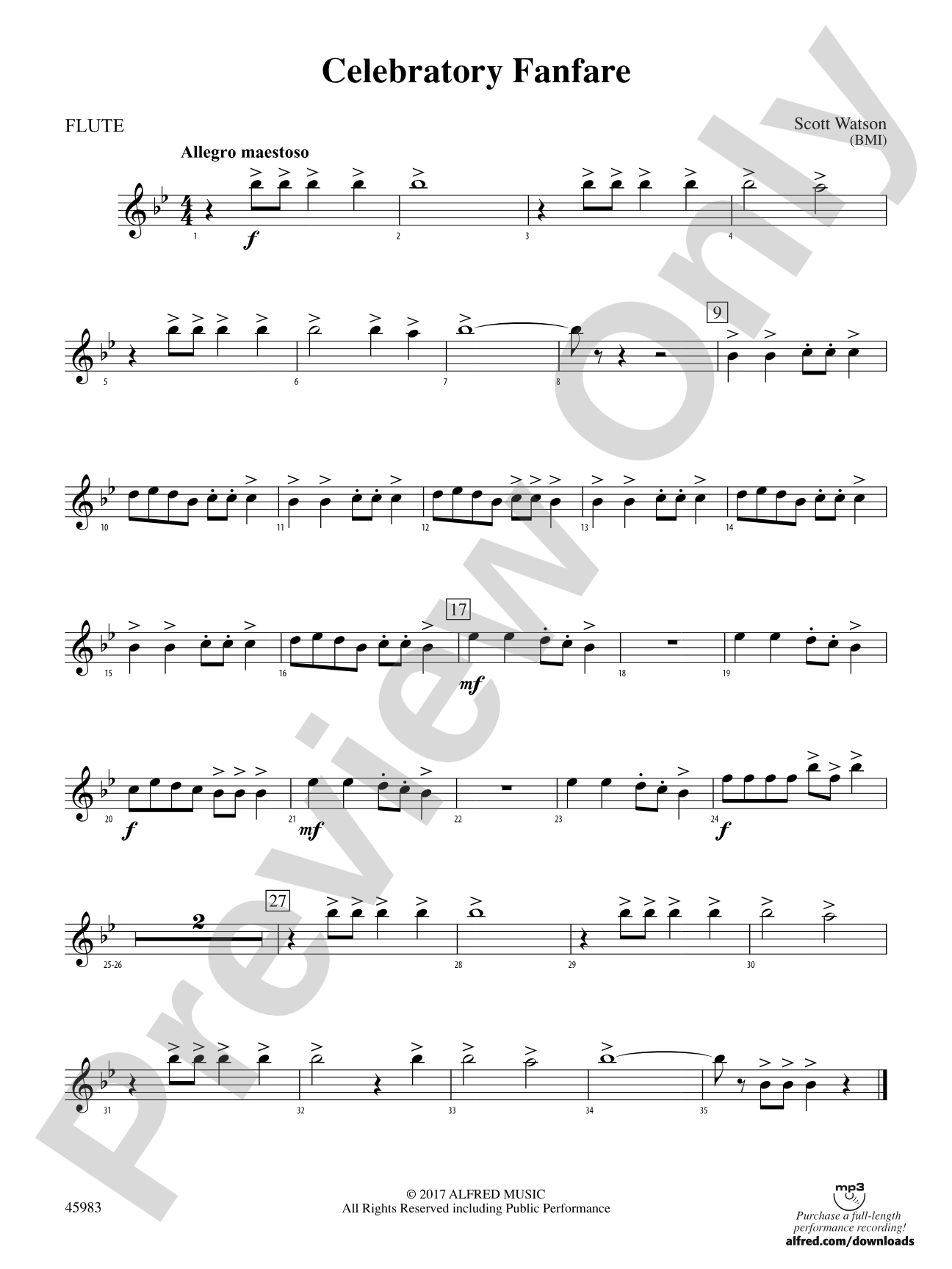 Celebratory Fanfare: Flute