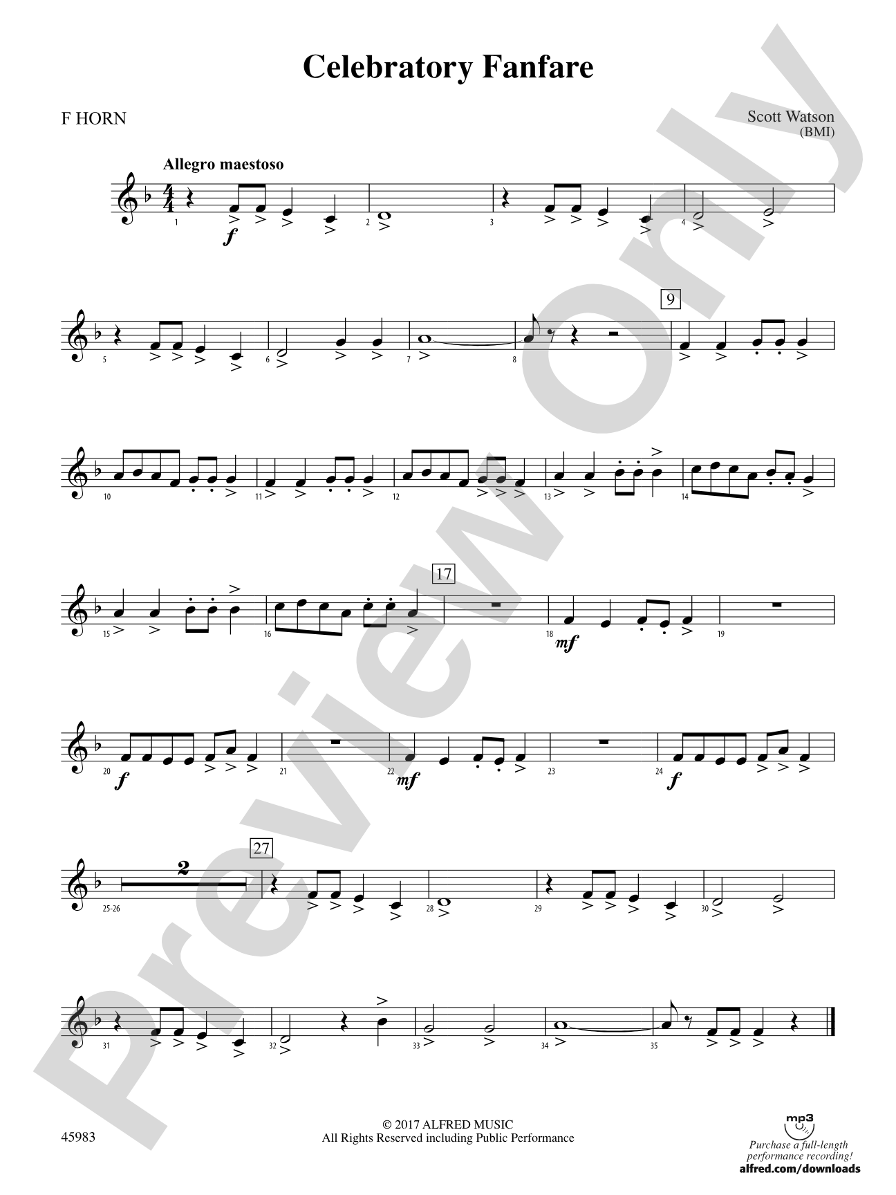 Celebratory Fanfare: 1st F Horn