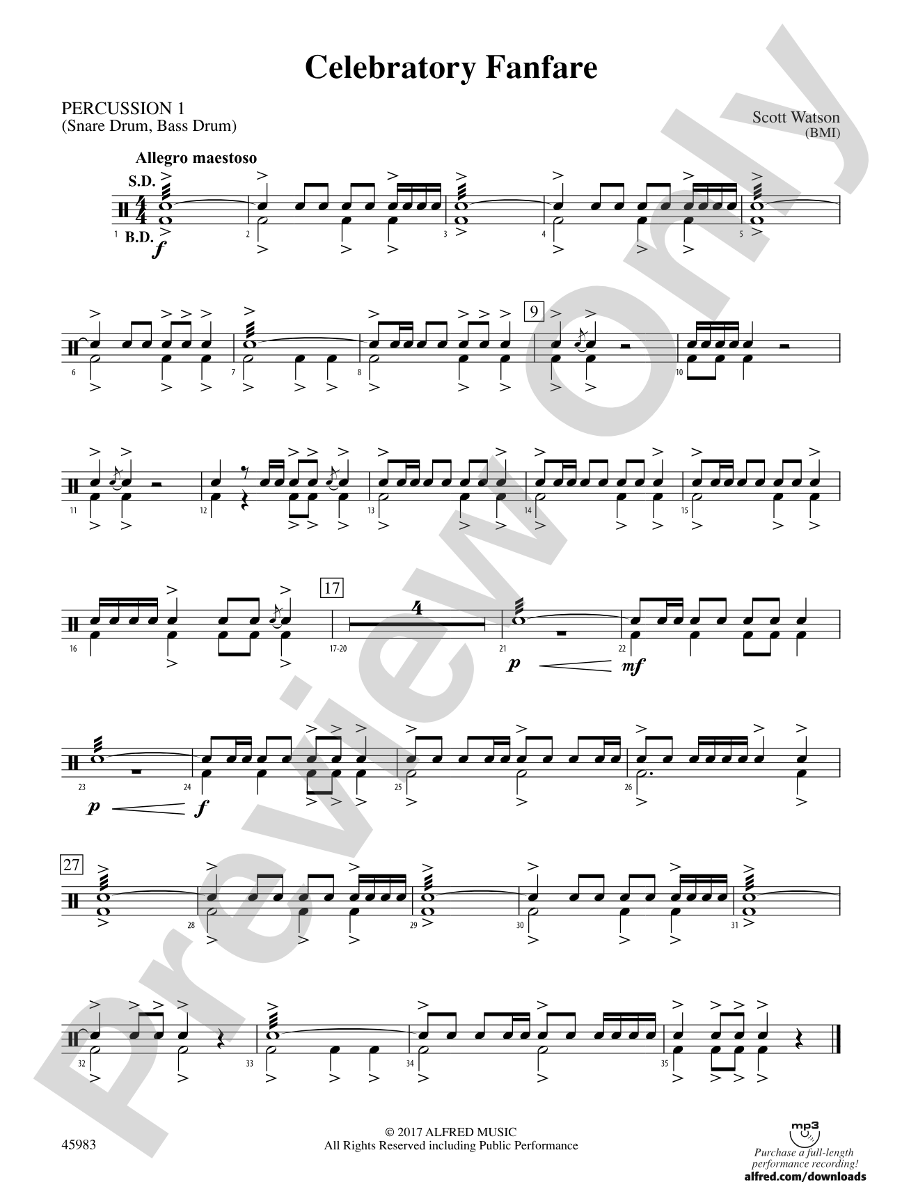 Celebratory Fanfare: 1st Percussion