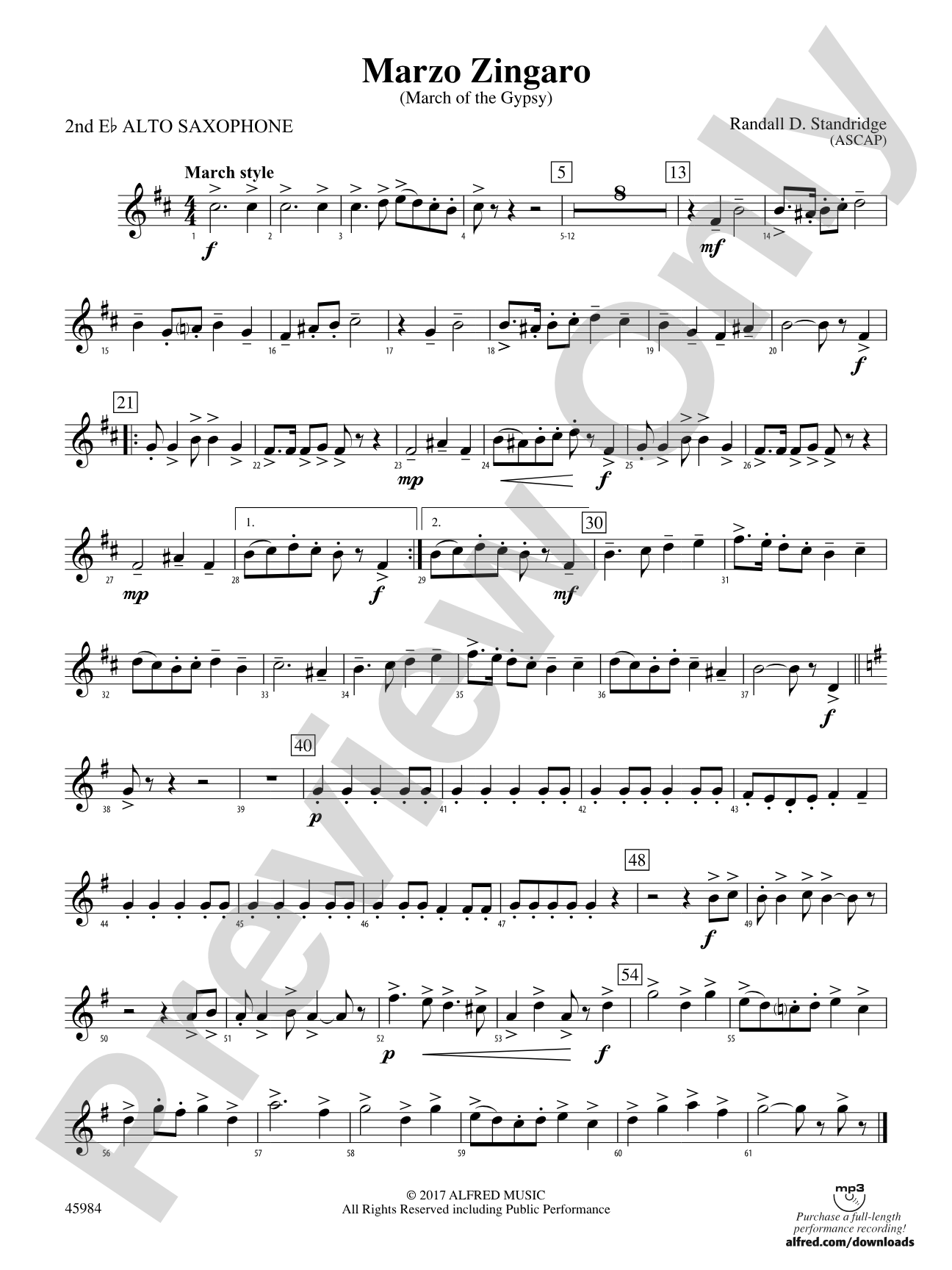 Marzo Zingaro: 2nd E-flat Alto Saxophone