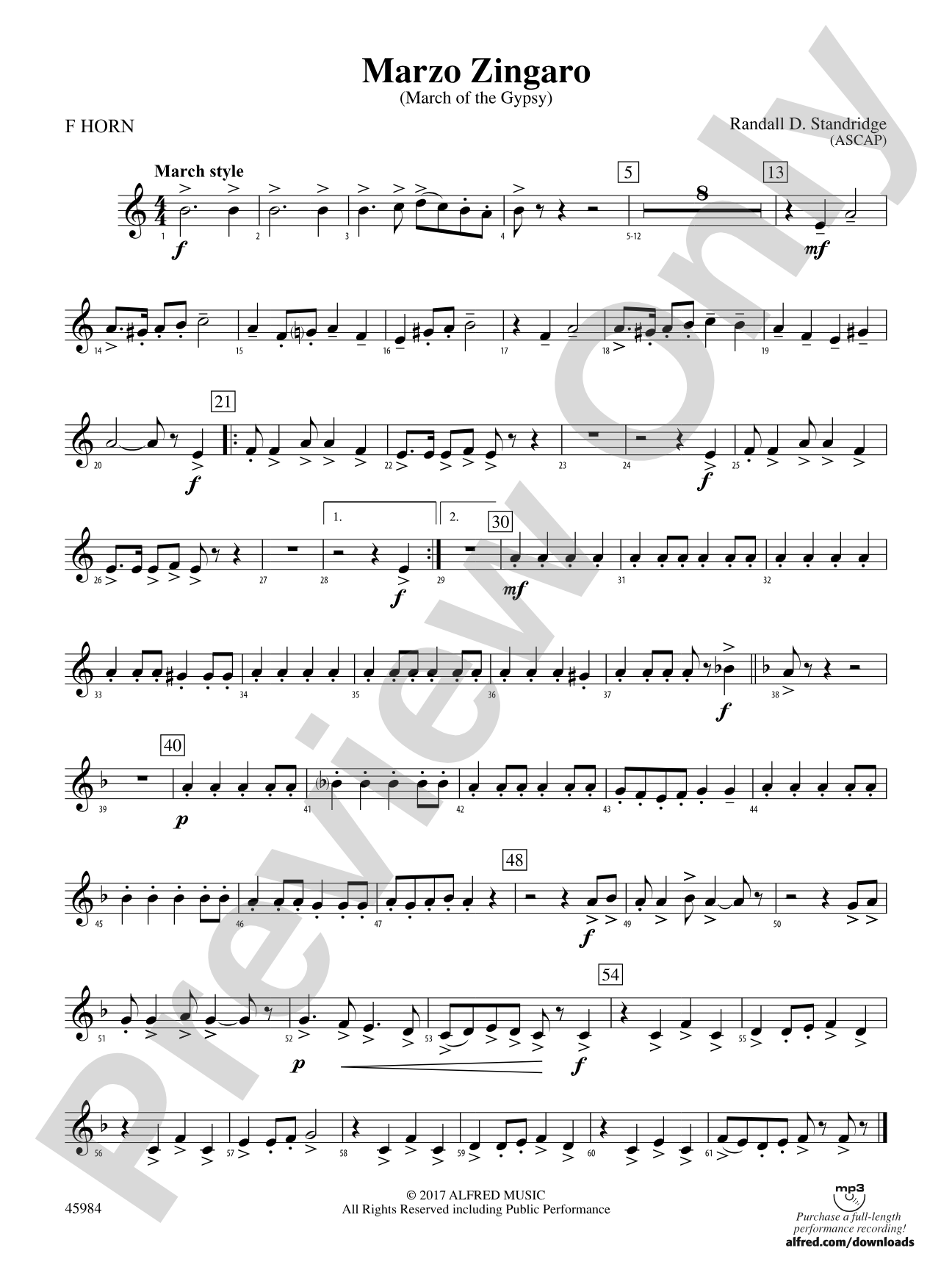 Marzo Zingaro: 1st F Horn