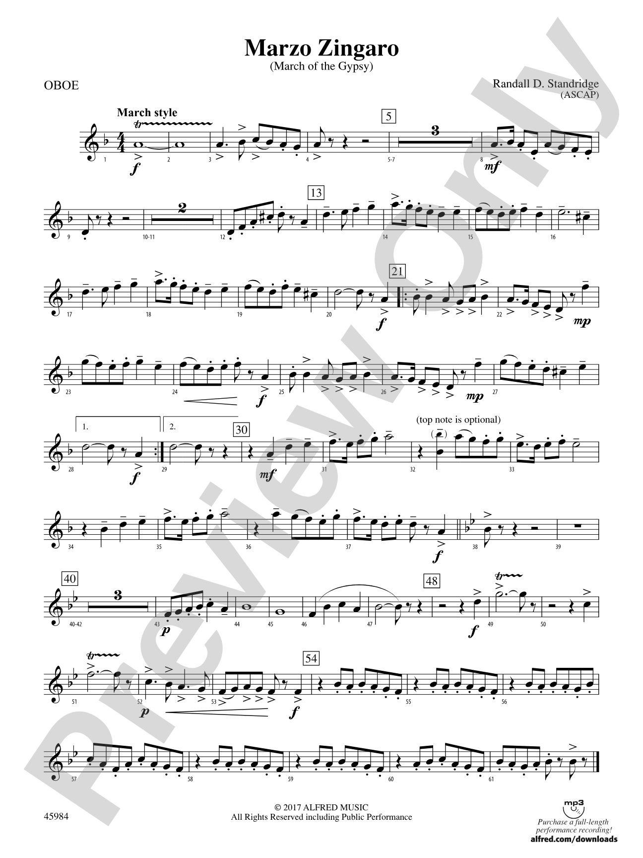 Marzo Zingaro: Oboe