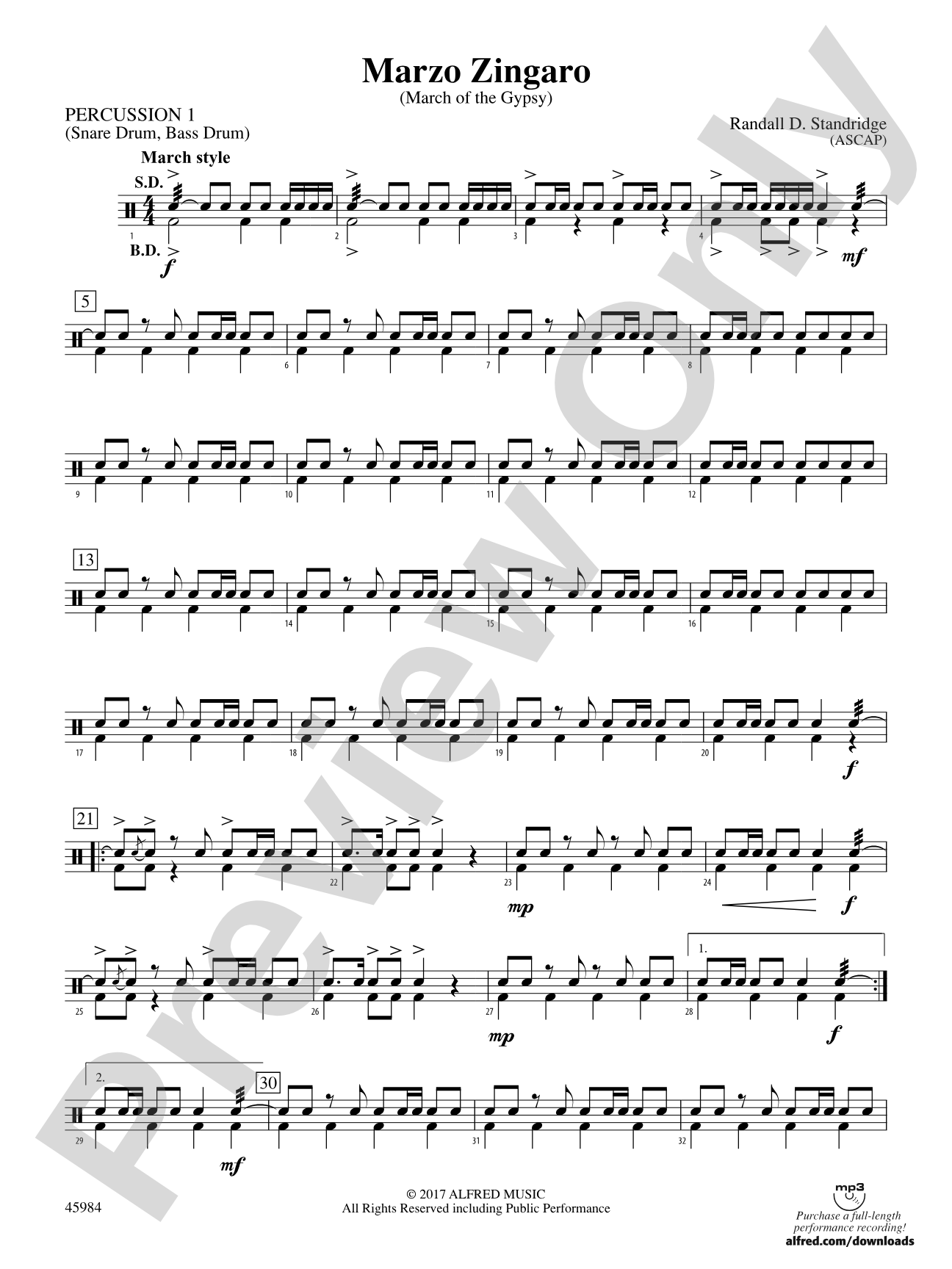 Marzo Zingaro: 1st Percussion