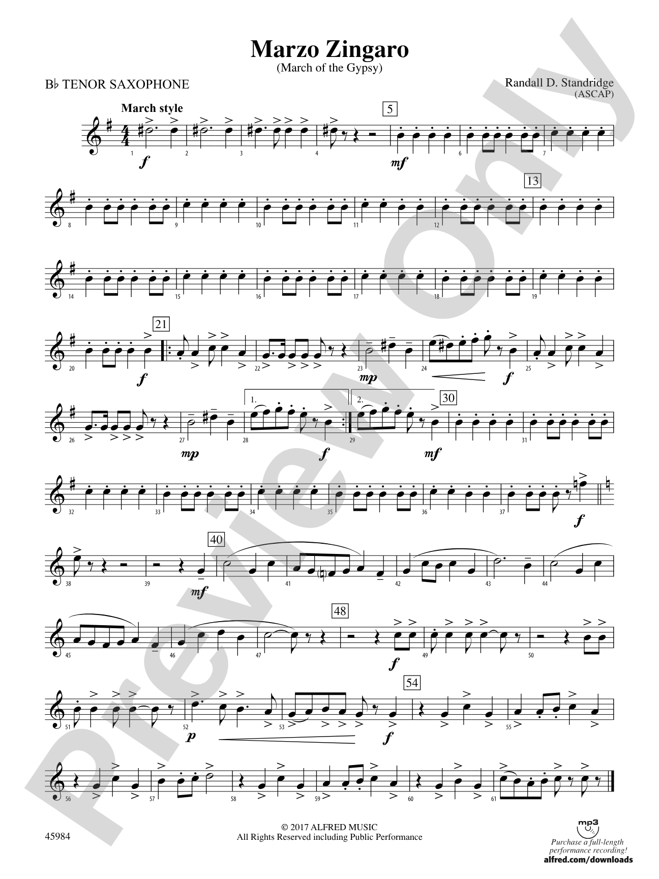 Marzo Zingaro: B-flat Tenor Saxophone
