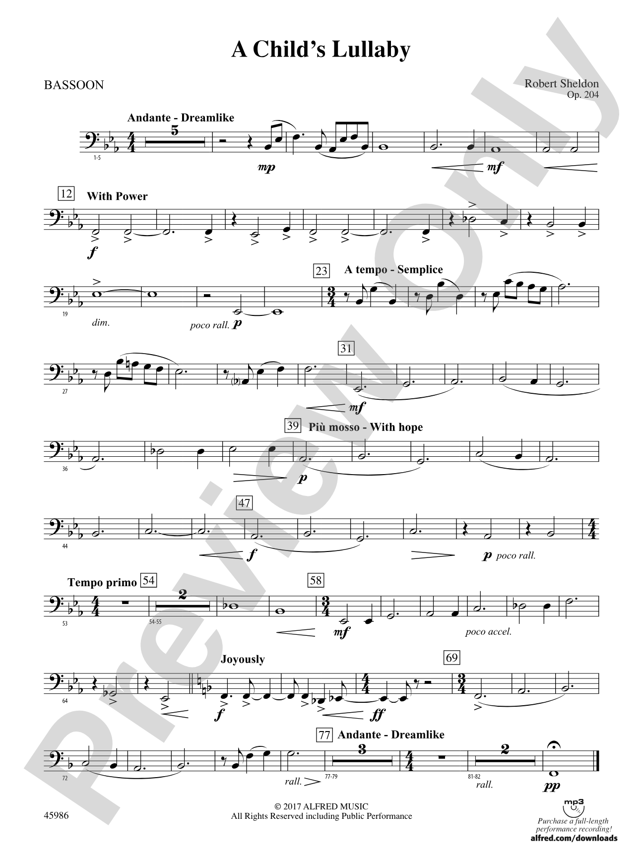A Child's Lullaby: Bassoon