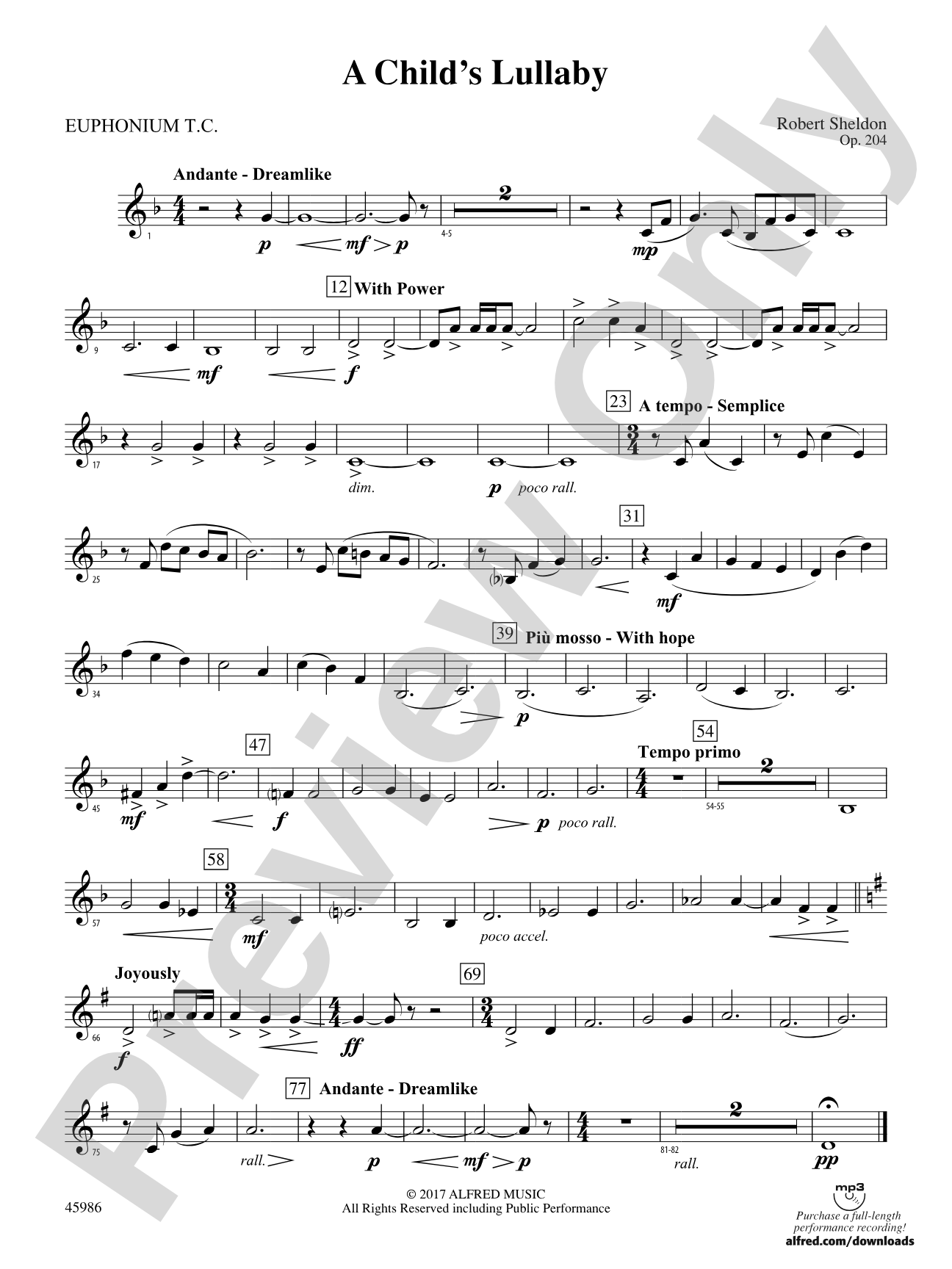 A Child's Lullaby: Baritone T.C.