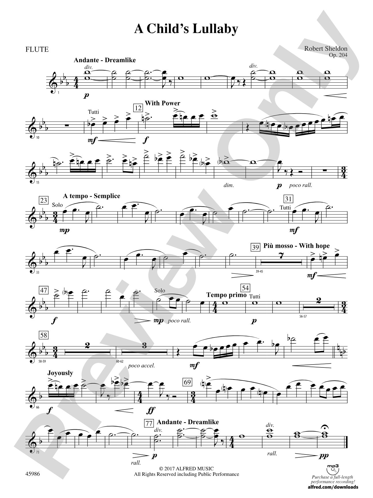 A Child's Lullaby: Flute