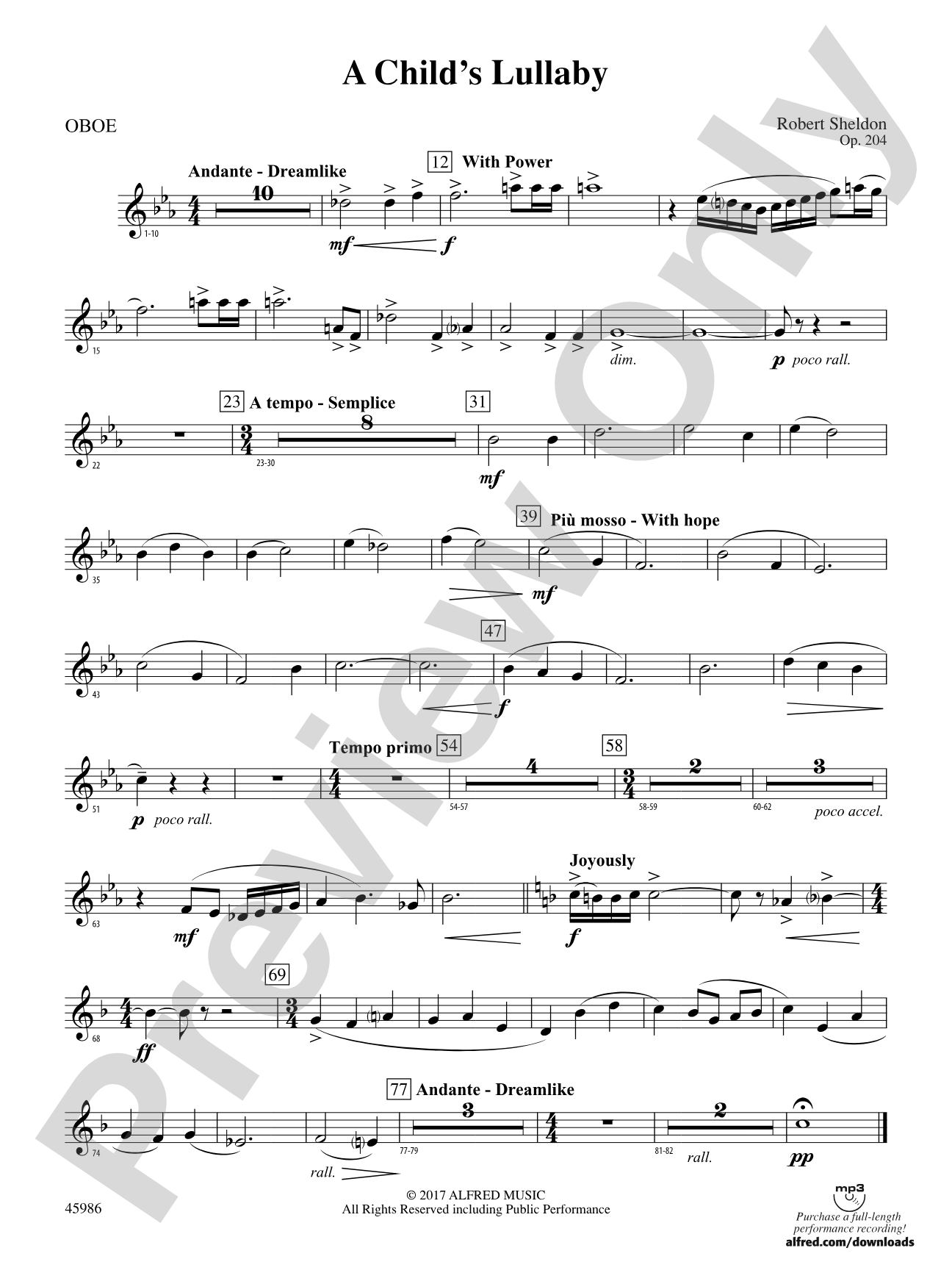 A Child's Lullaby: Oboe