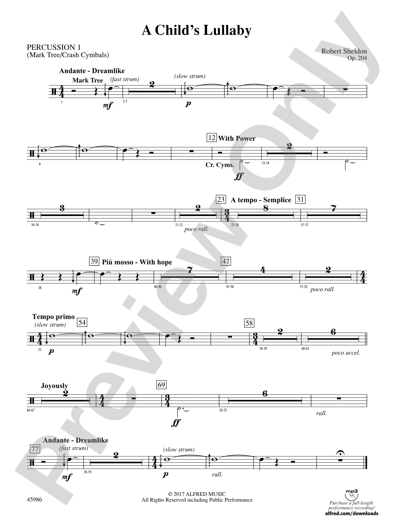 A Child's Lullaby: 1st Percussion