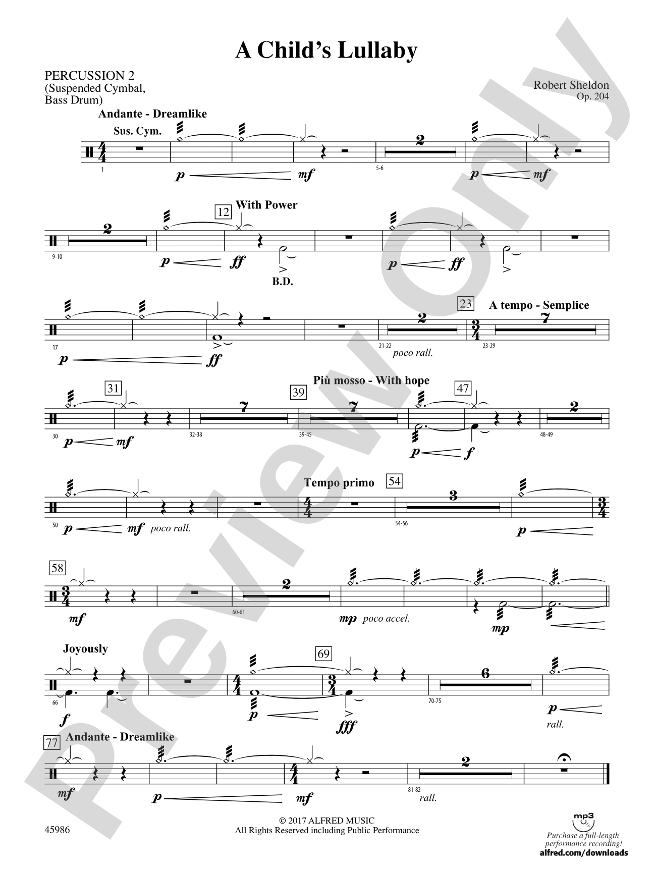 A Child's Lullaby: 2nd Percussion