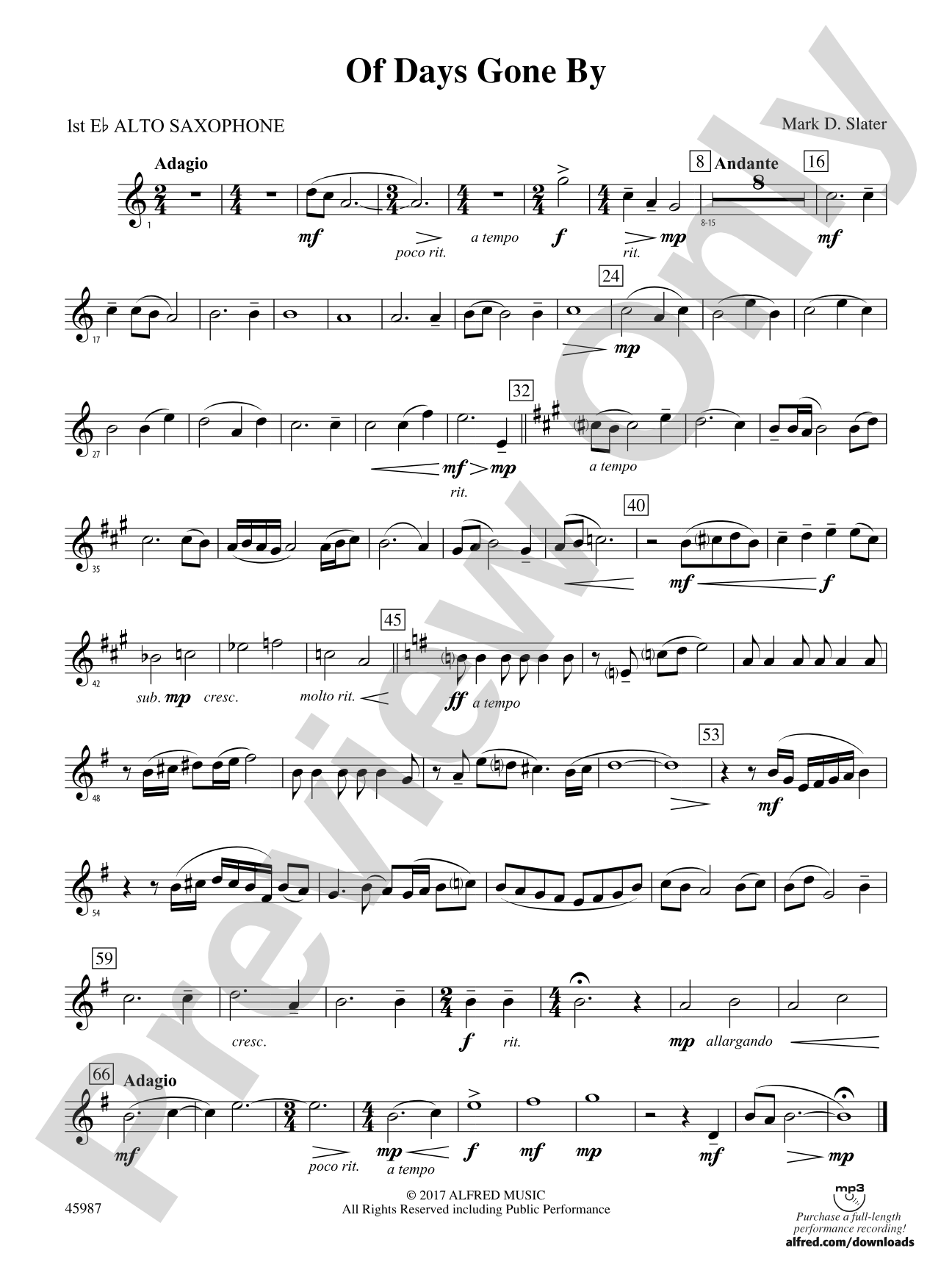 Of Days Gone By: E-flat Alto Saxophone