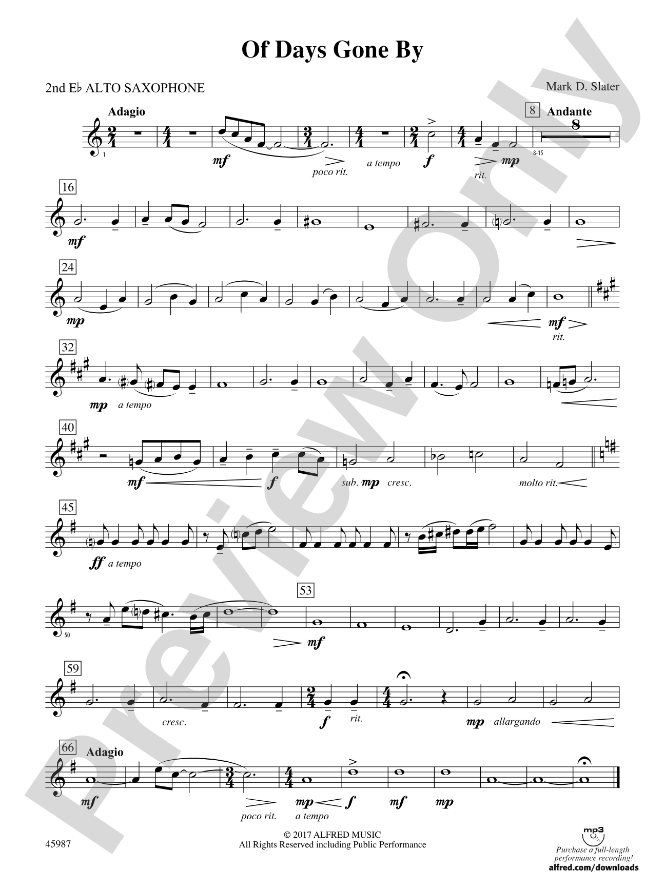 Of Days Gone By: 2nd E-flat Alto Saxophone