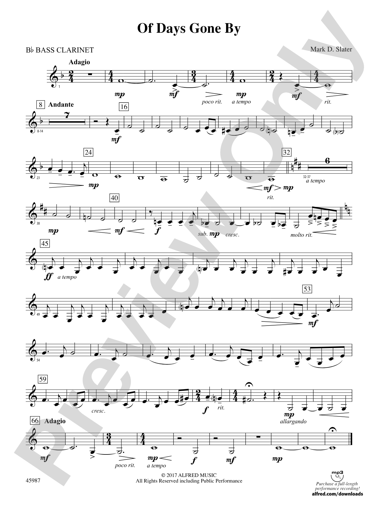 Of Days Gone By: B-flat Bass Clarinet