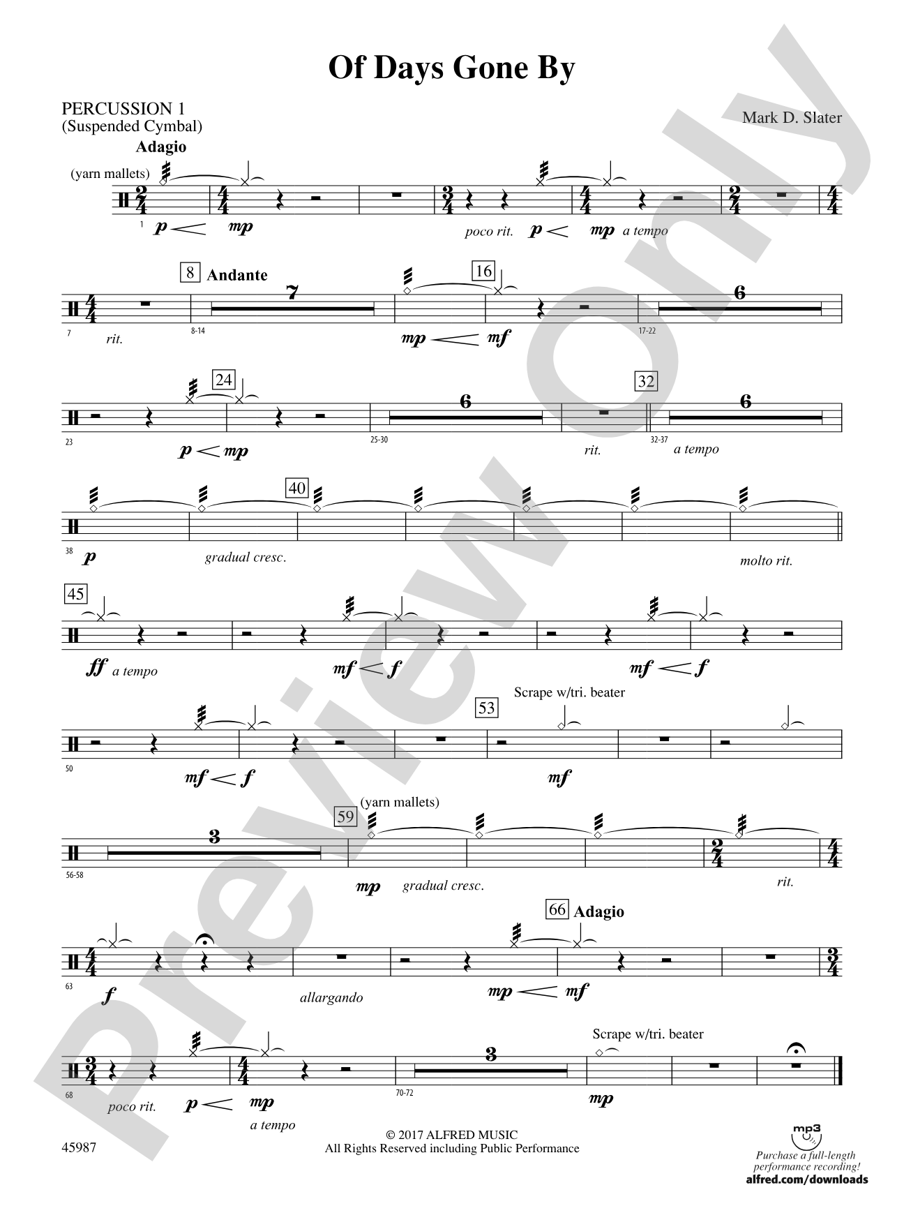 Of Days Gone By: 1st Percussion