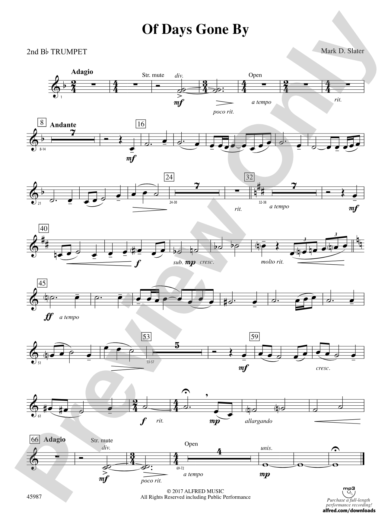 Of Days Gone By: 2nd B-flat Trumpet