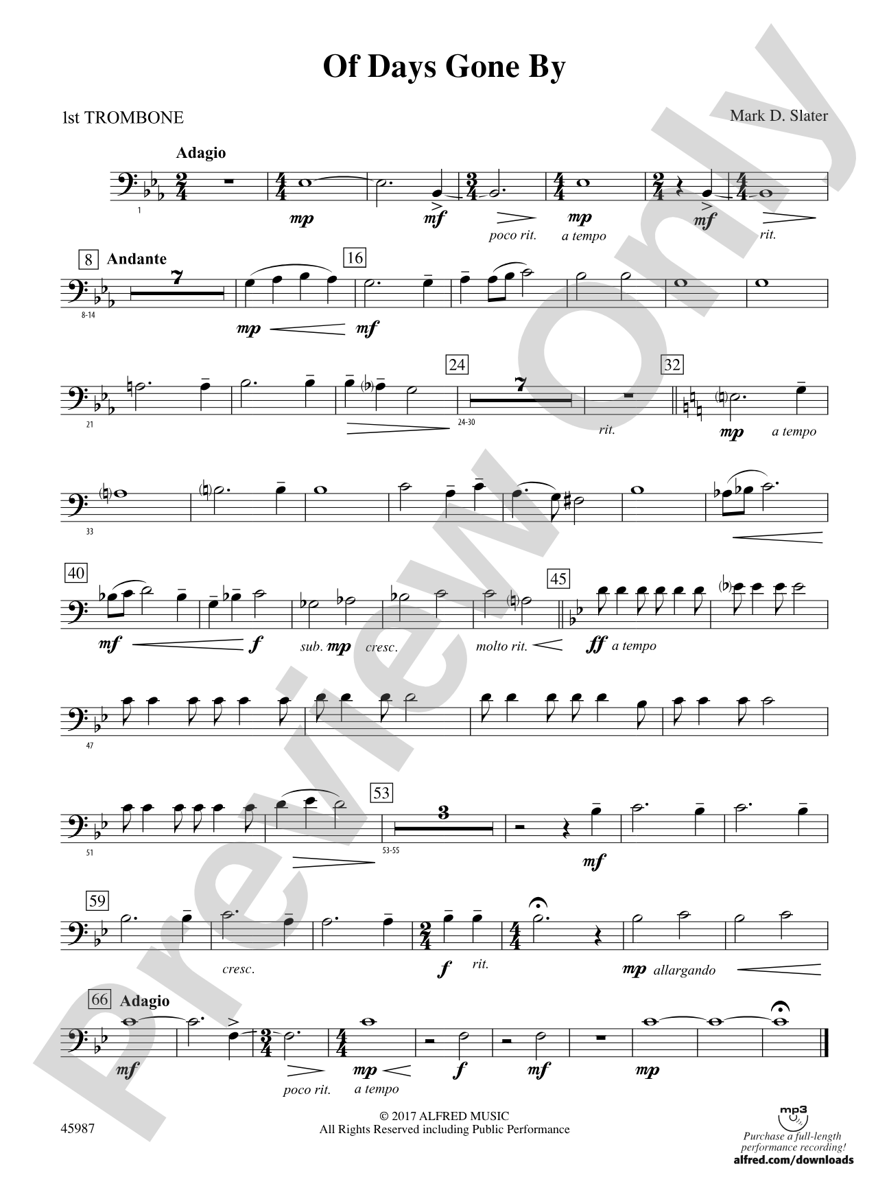 Of Days Gone By: 1st Trombone