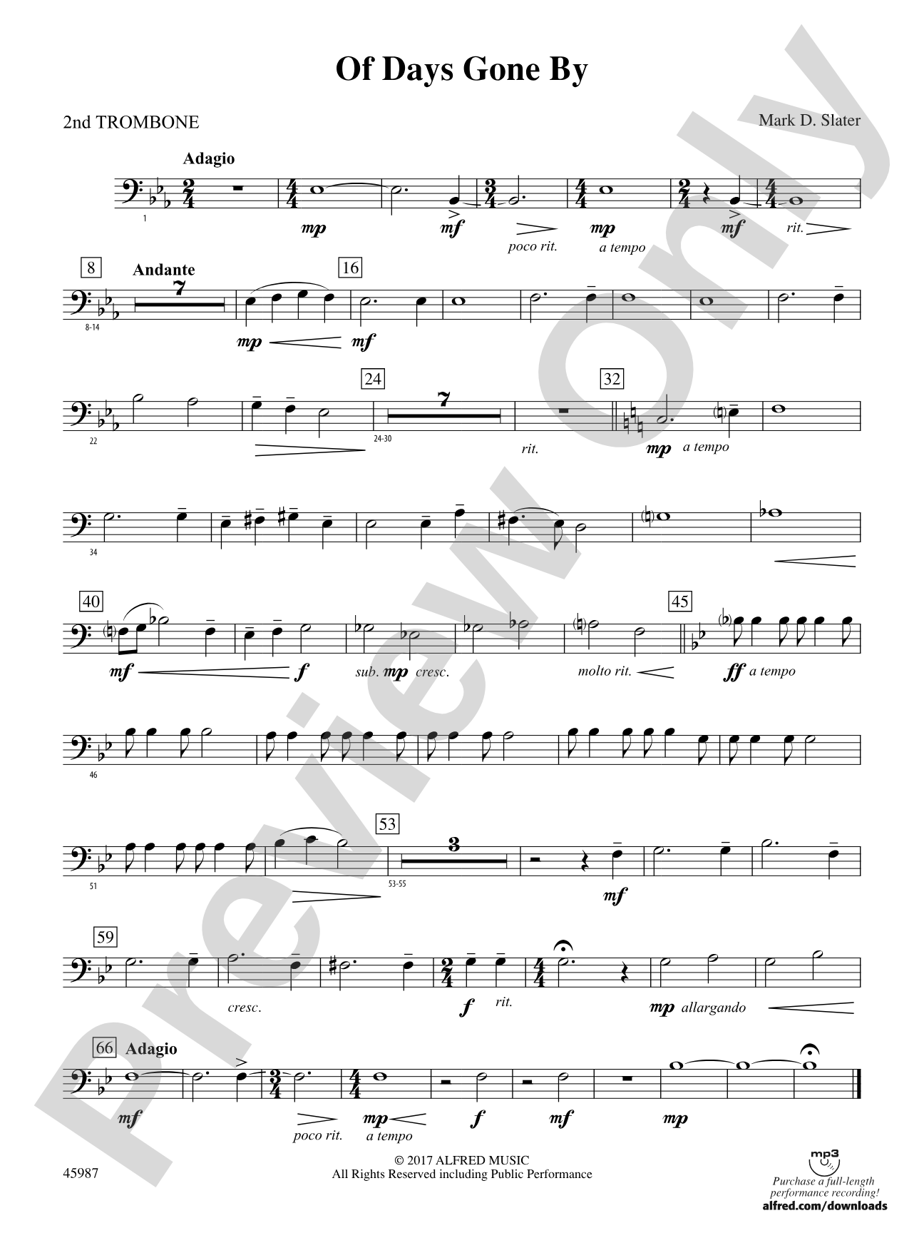 Of Days Gone By: 2nd Trombone