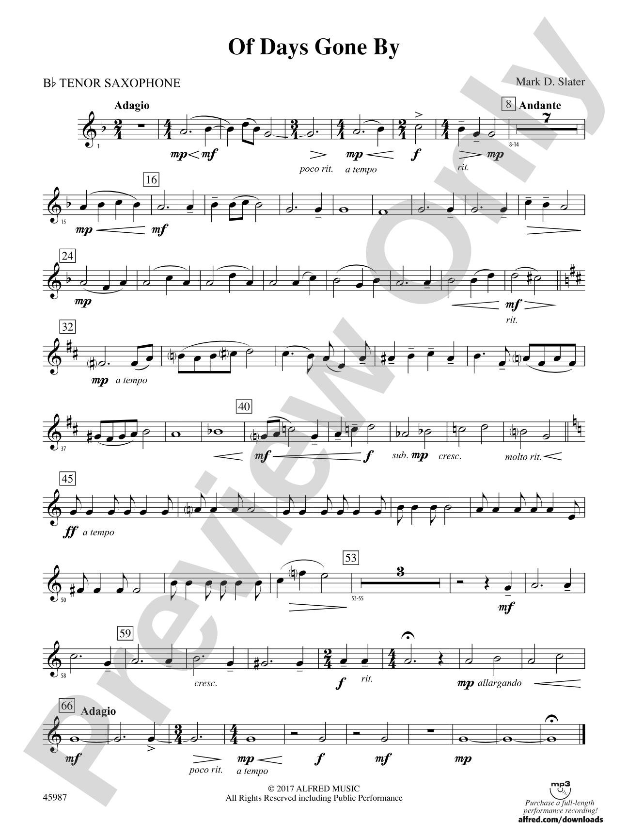 Of Days Gone By: B-flat Tenor Saxophone