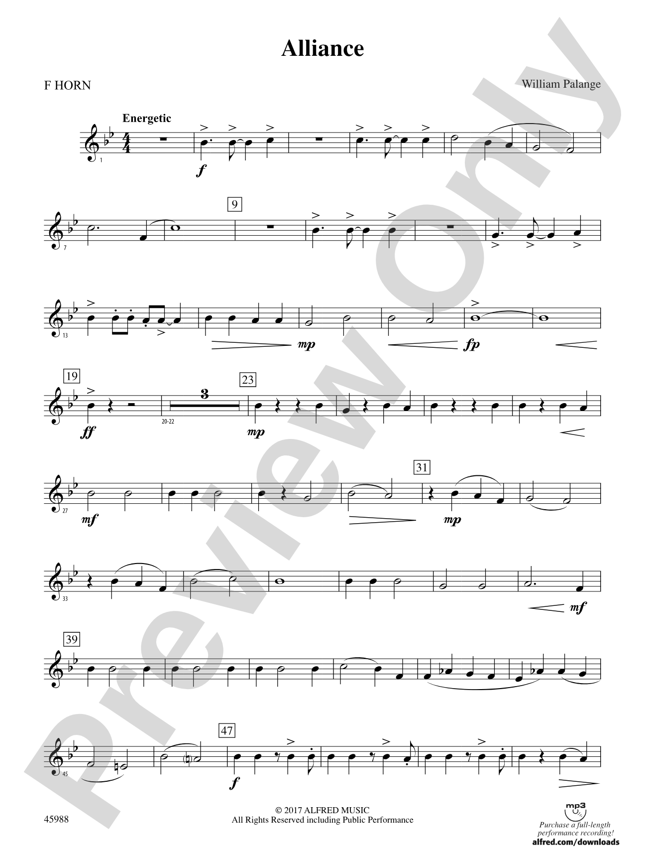Alliance: 1st F Horn