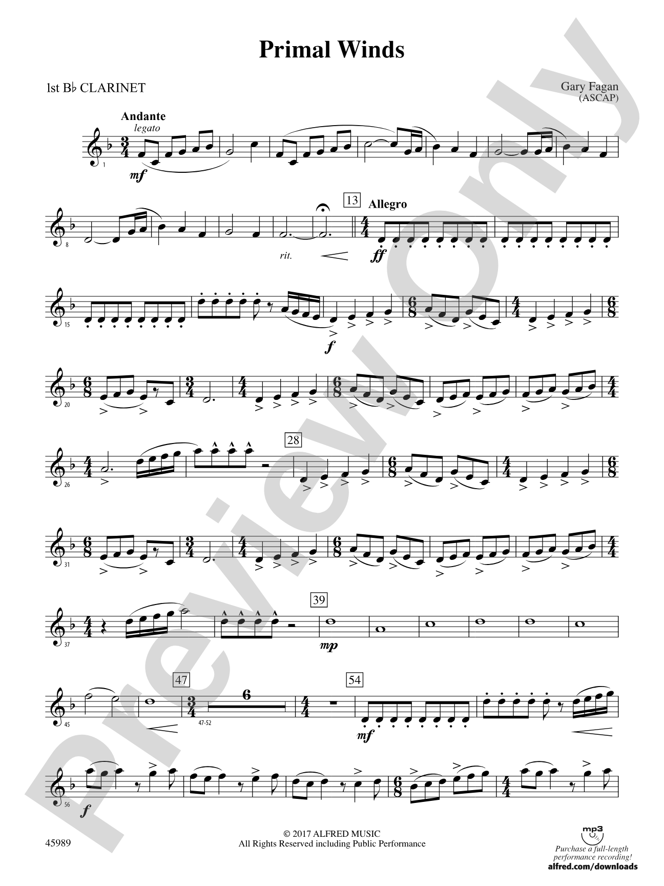 Primal Winds: 1st B-flat Clarinet