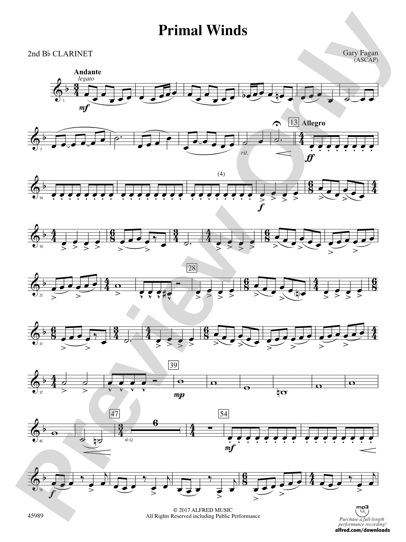 Primal Winds: 2nd B-flat Clarinet