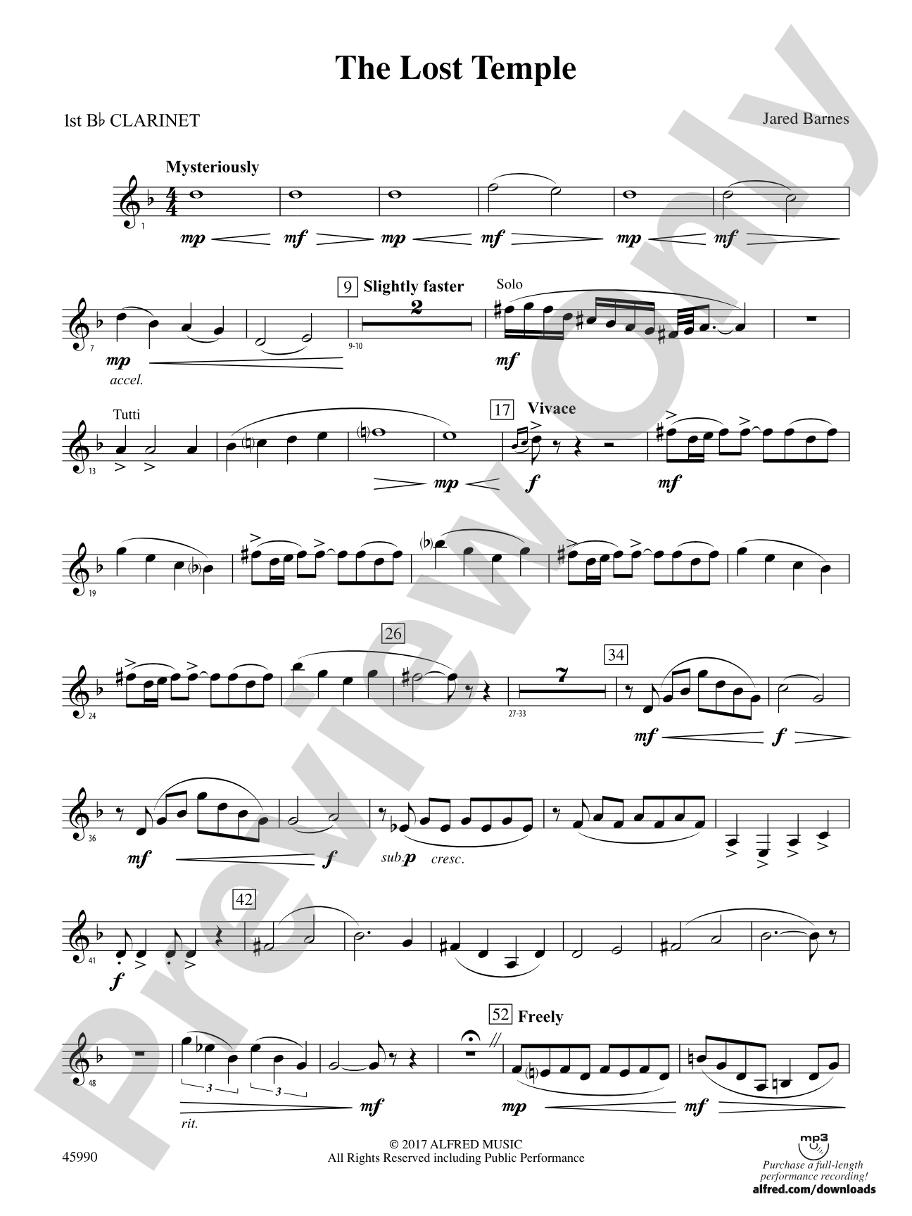 The Lost Temple: 1st B-flat Clarinet