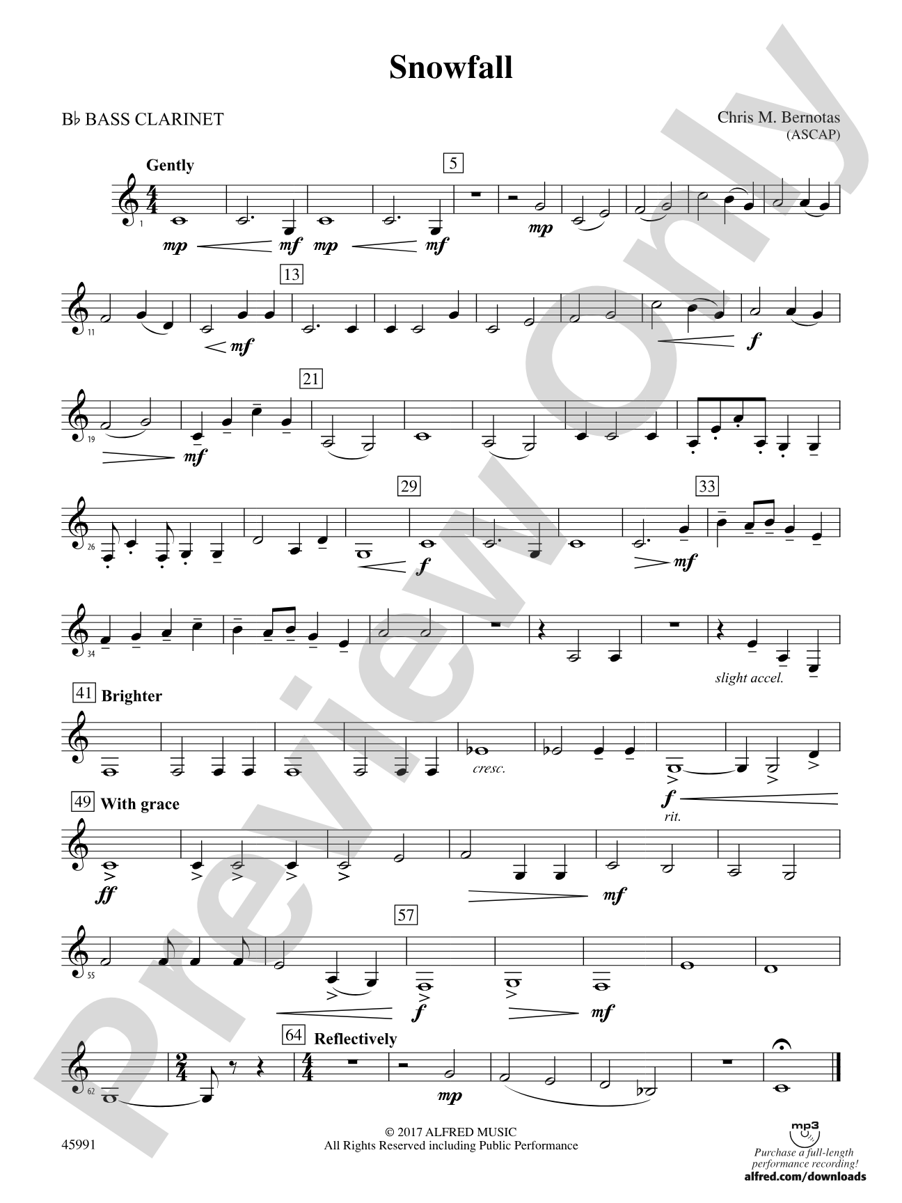 Snowfall: B-flat Bass Clarinet