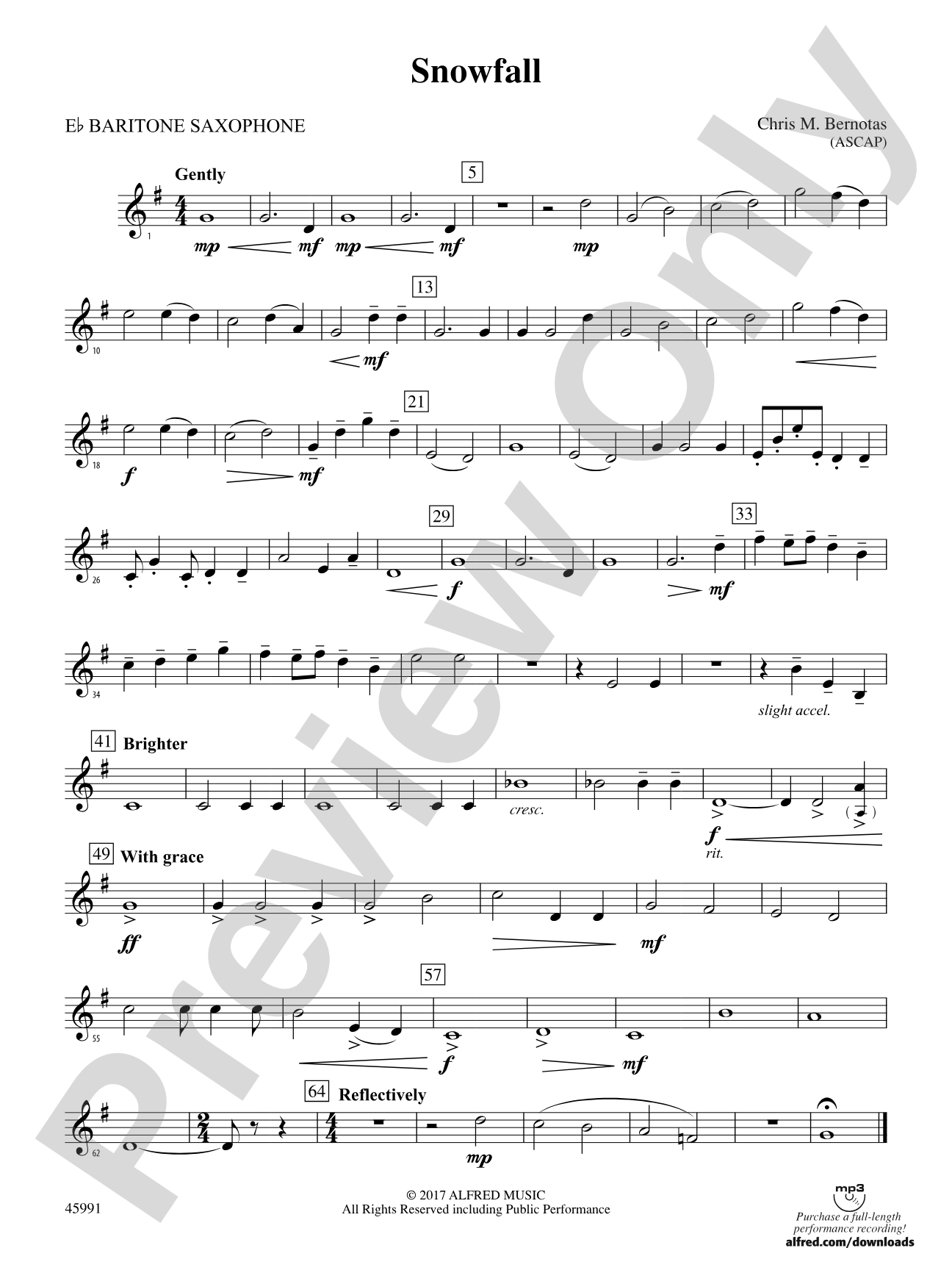 Snowfall: E-flat Baritone Saxophone