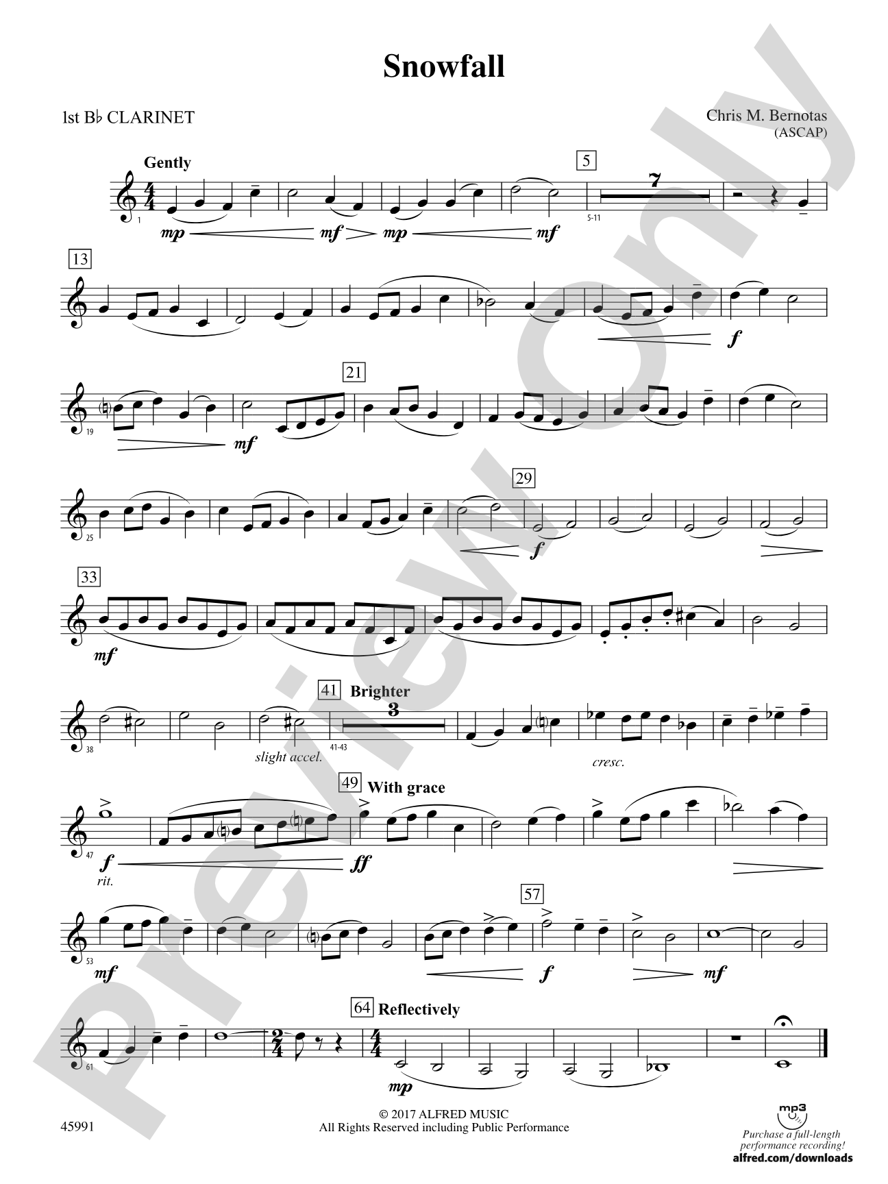 Snowfall: 1st B-flat Clarinet
