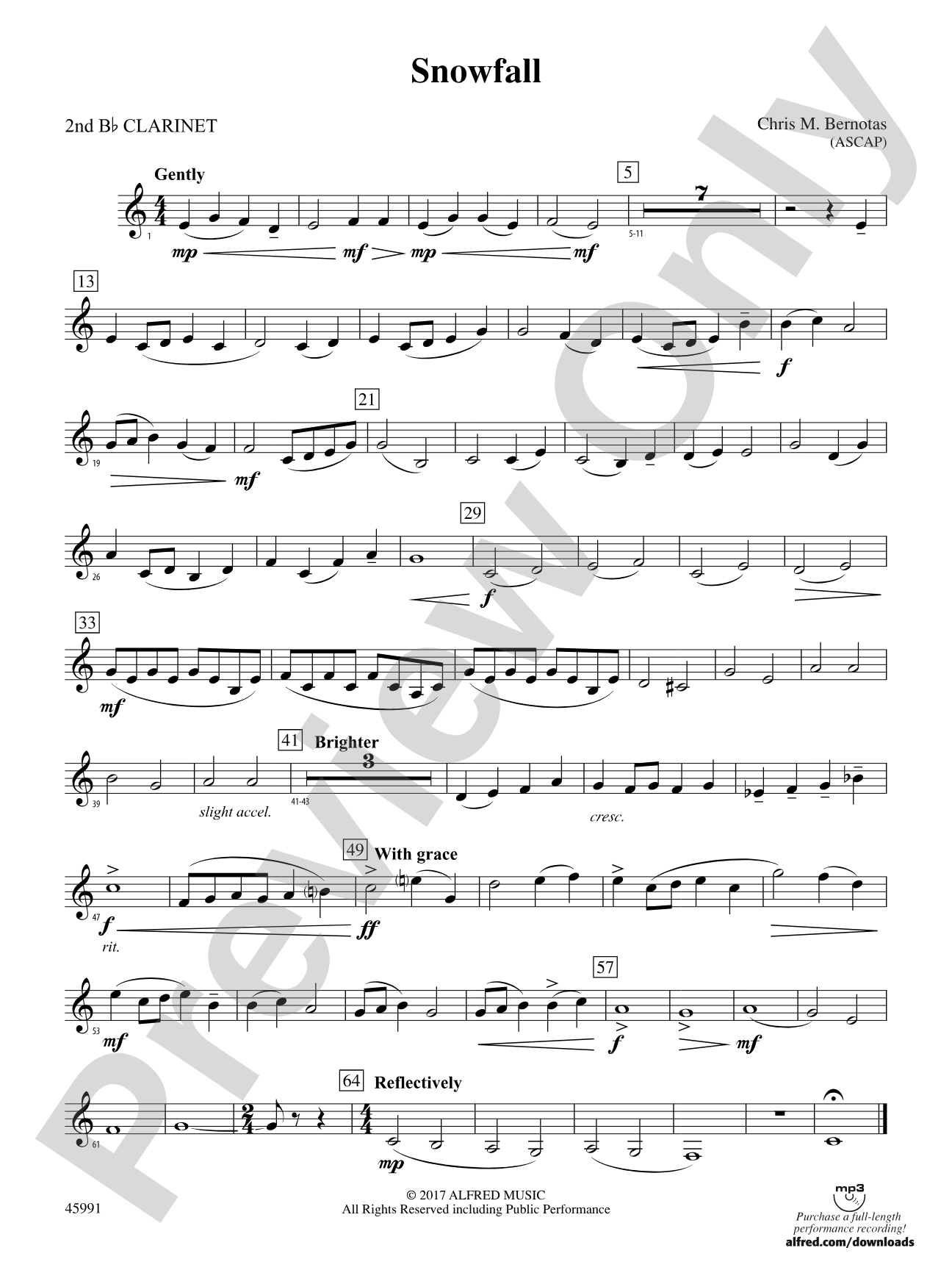 Snowfall: 2nd B-flat Clarinet