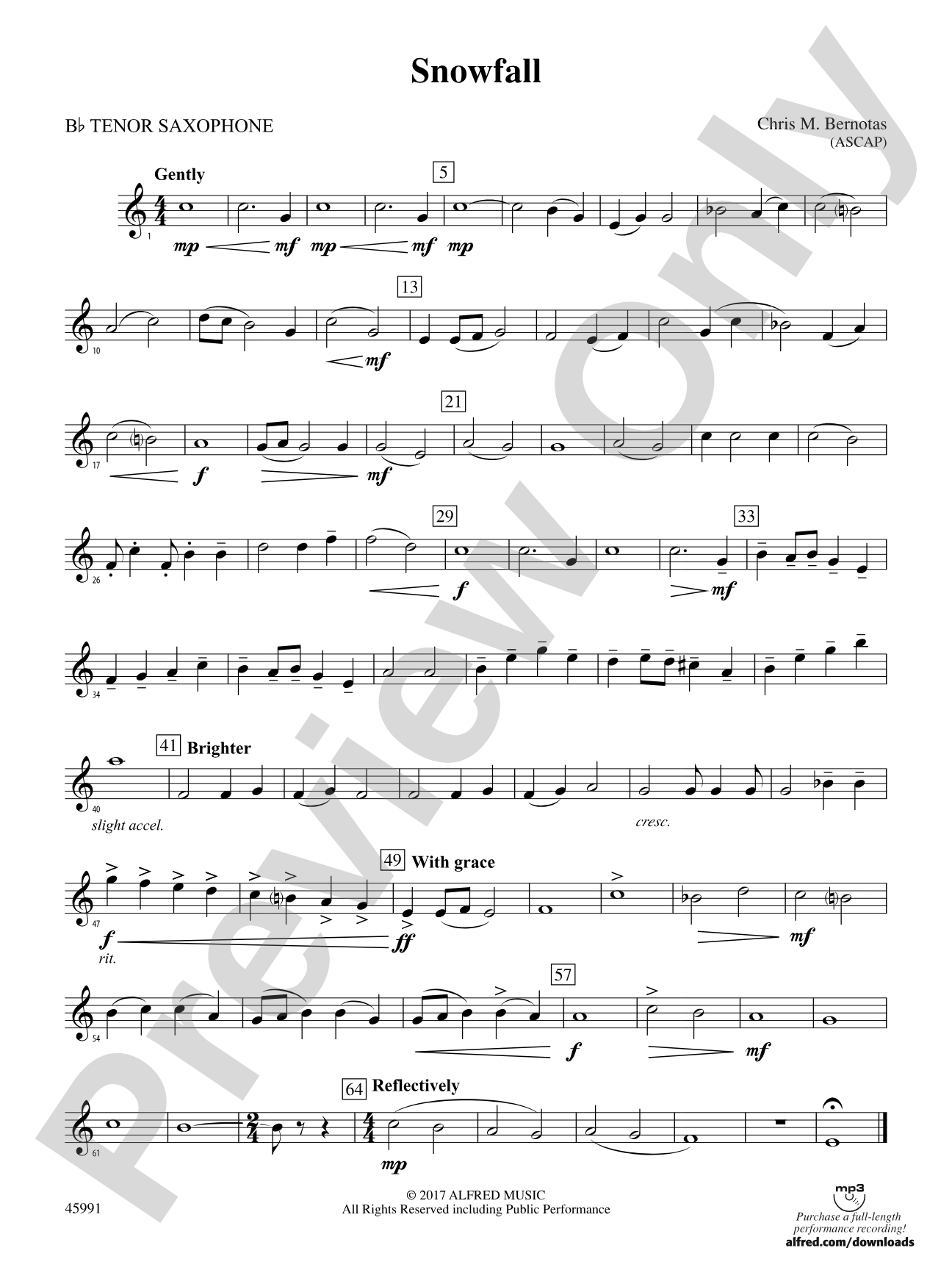 Snowfall: B-flat Tenor Saxophone