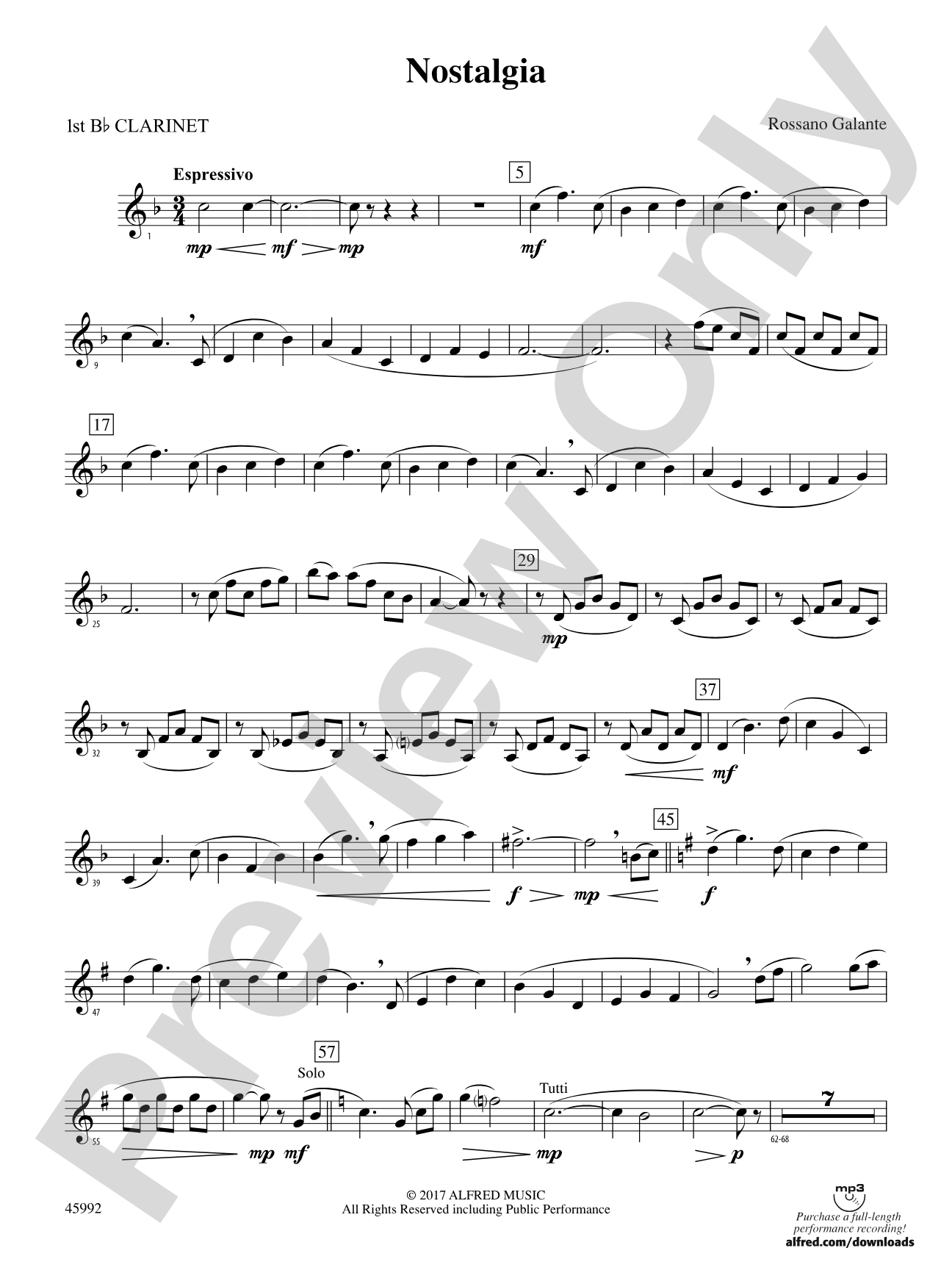 Nostalgia: 1st B-flat Clarinet