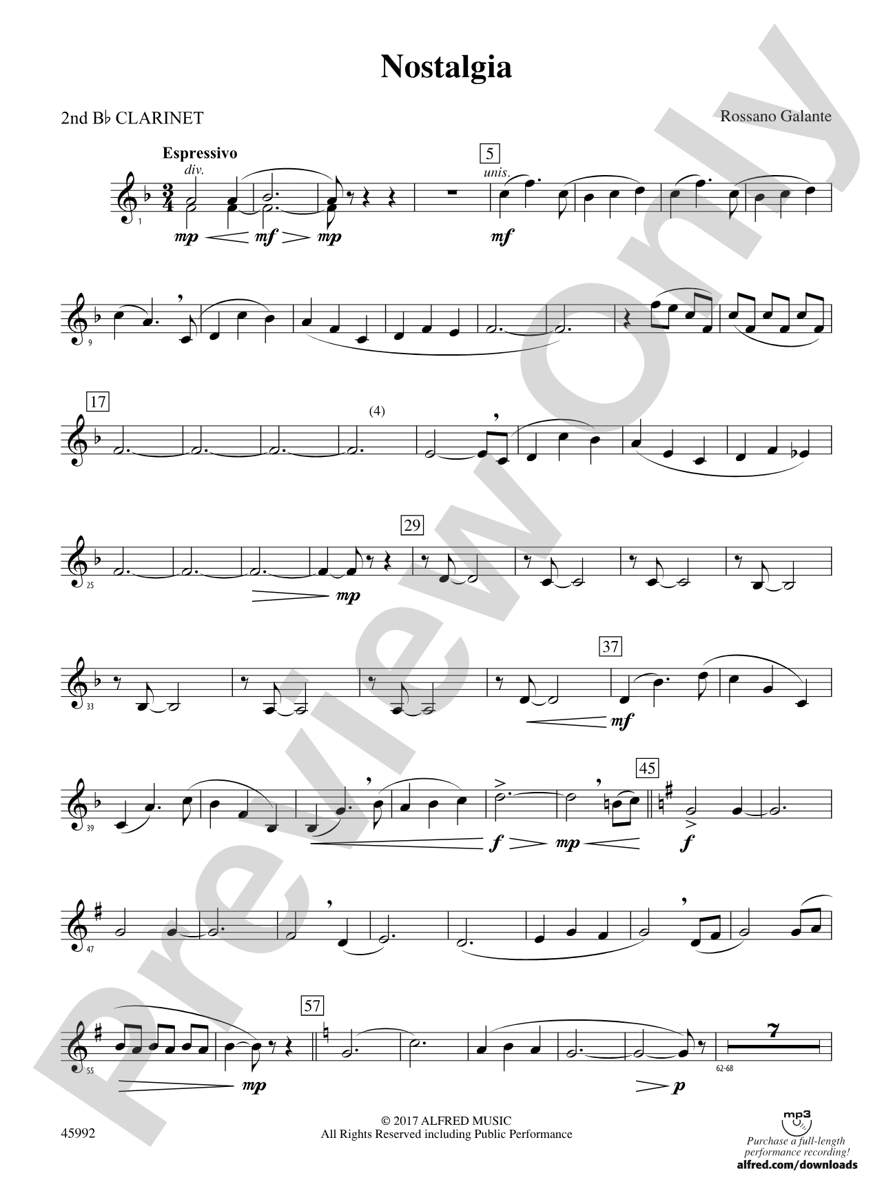 Nostalgia: 2nd B-flat Clarinet