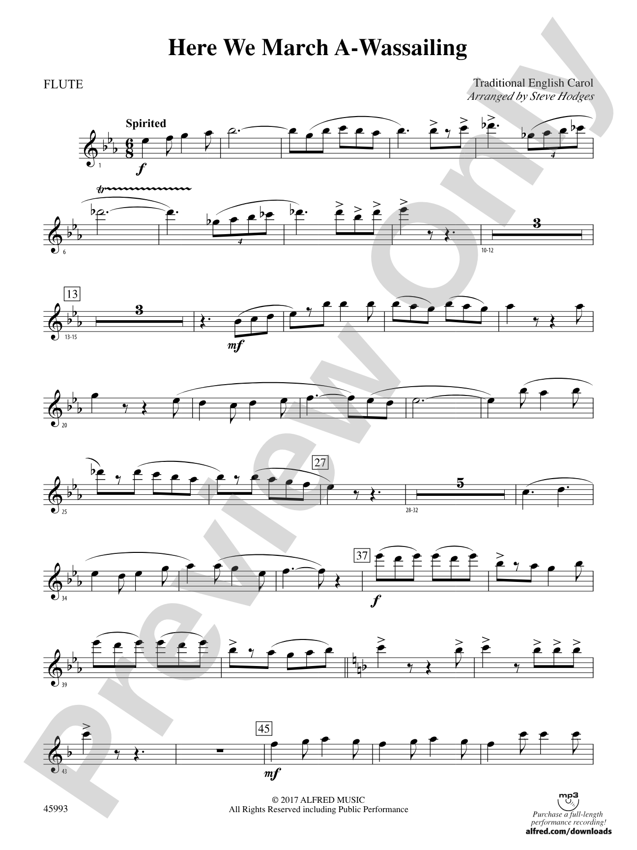 Here We March A-Wassailing: Flute