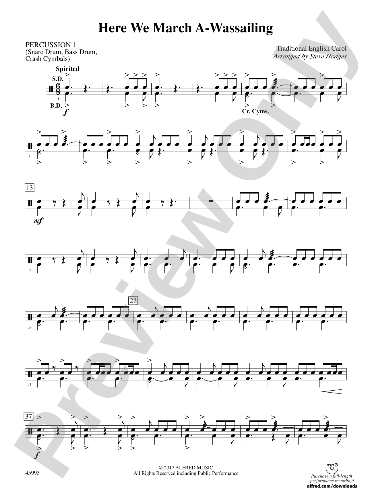 Here We March A-Wassailing: 1st Percussion