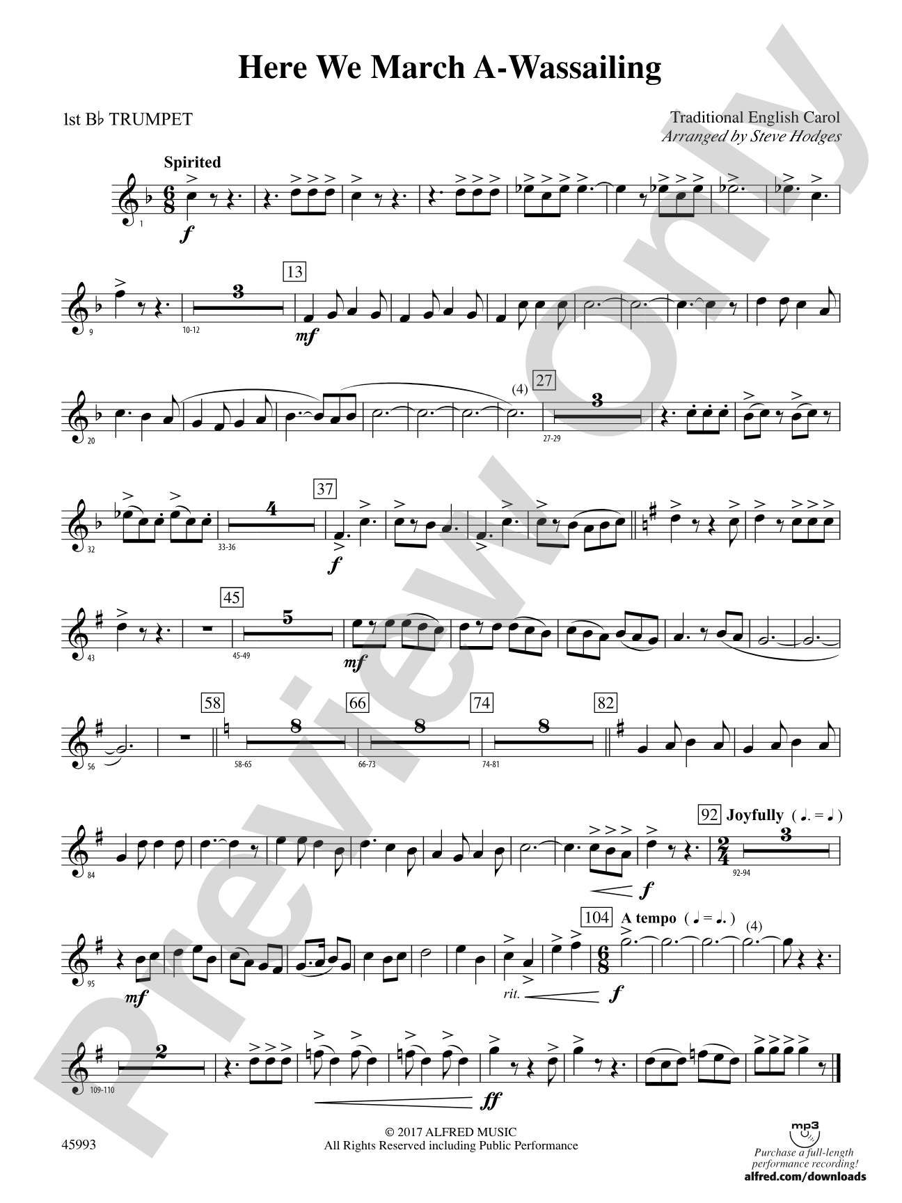 Here We March A-Wassailing: 1st B-flat Trumpet