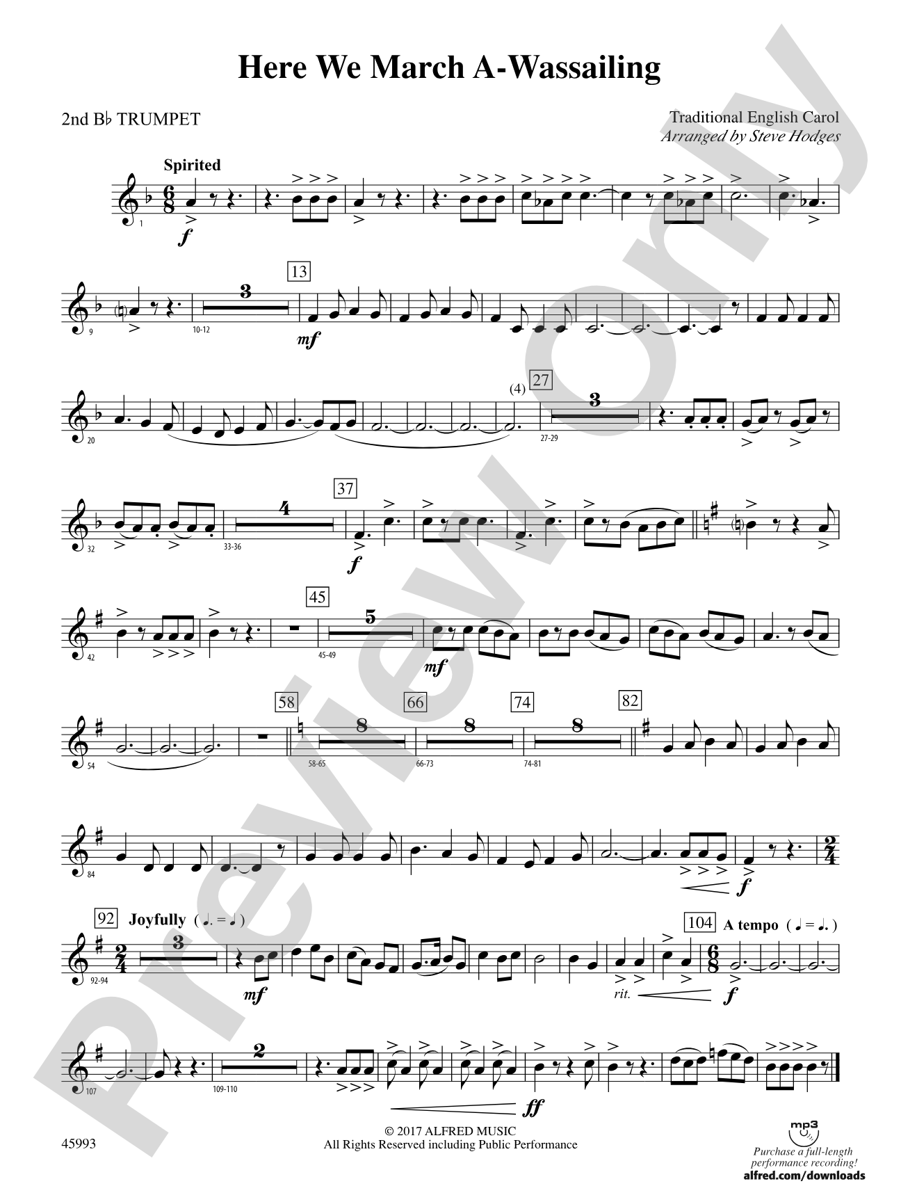 Here We March A-Wassailing: 2nd B-flat Trumpet