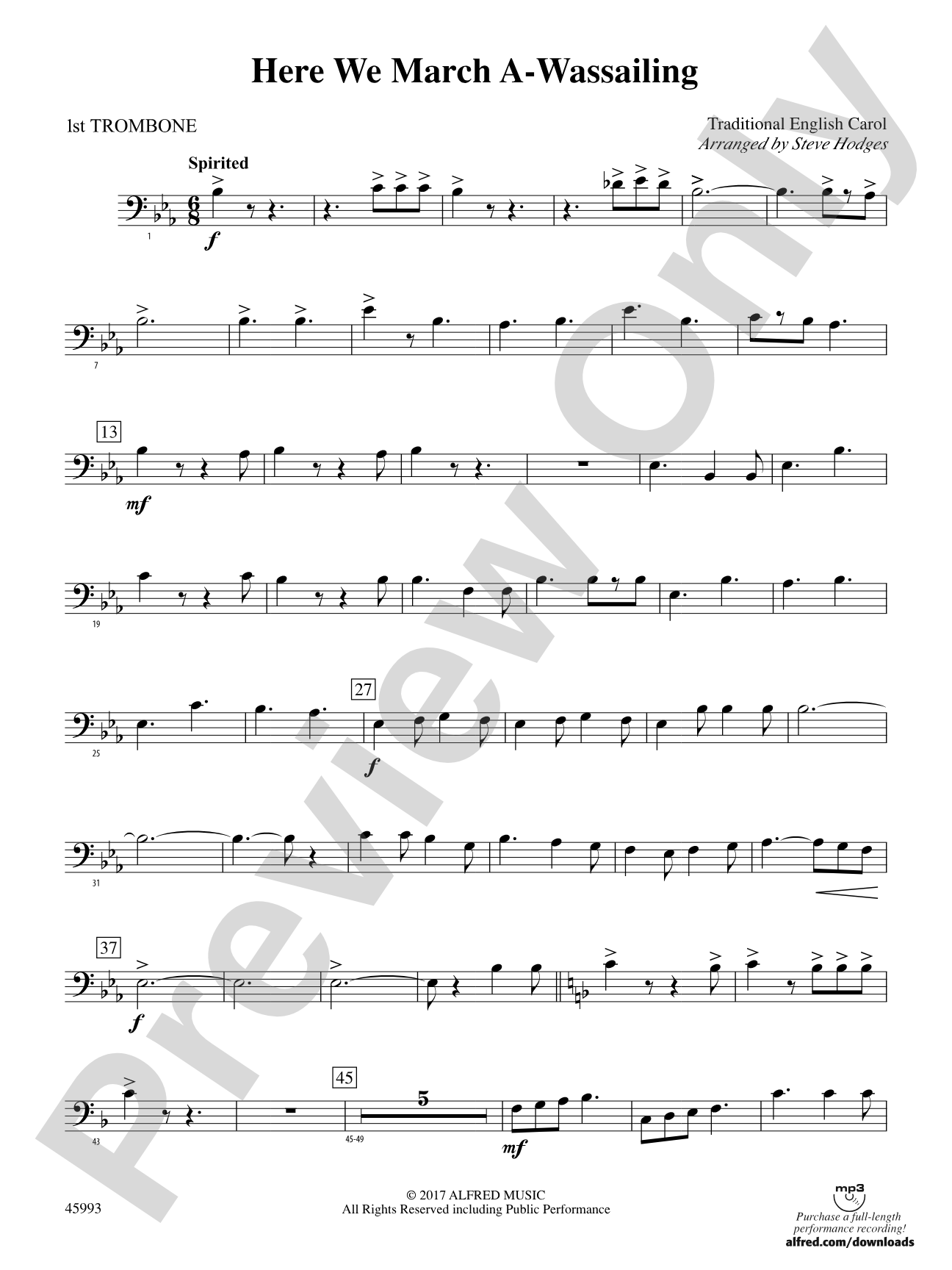 Here We March A-Wassailing: 1st Trombone