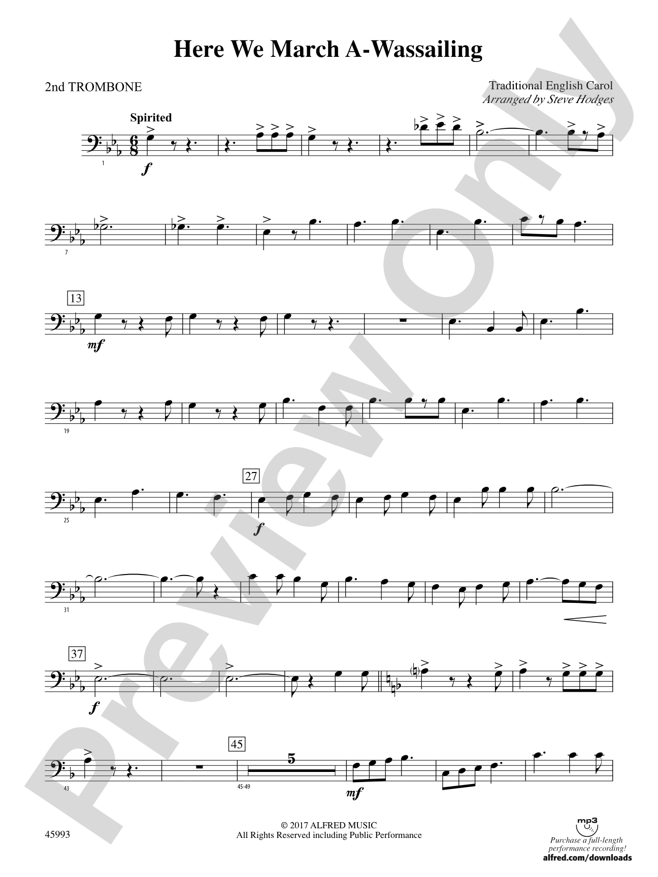 Here We March A-Wassailing: 2nd Trombone